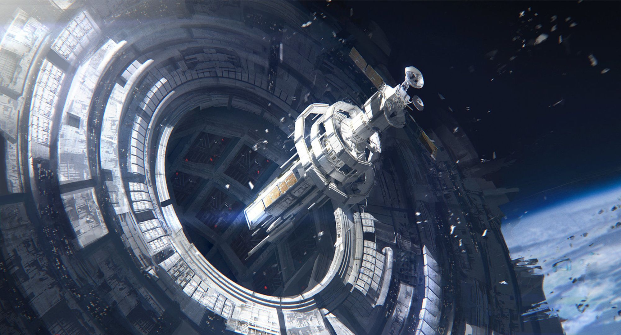2000x1080 Desktop wallpaper: Space Station, Sci Fi, Space 4K free download for PC. 968712