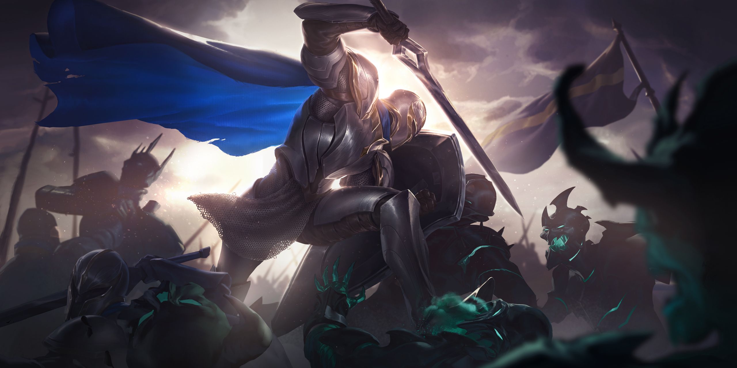 2560x1280 Desktop wallpaper: Legends Of Runeterra, Video Game, Knight 4K free download for PC. 981020