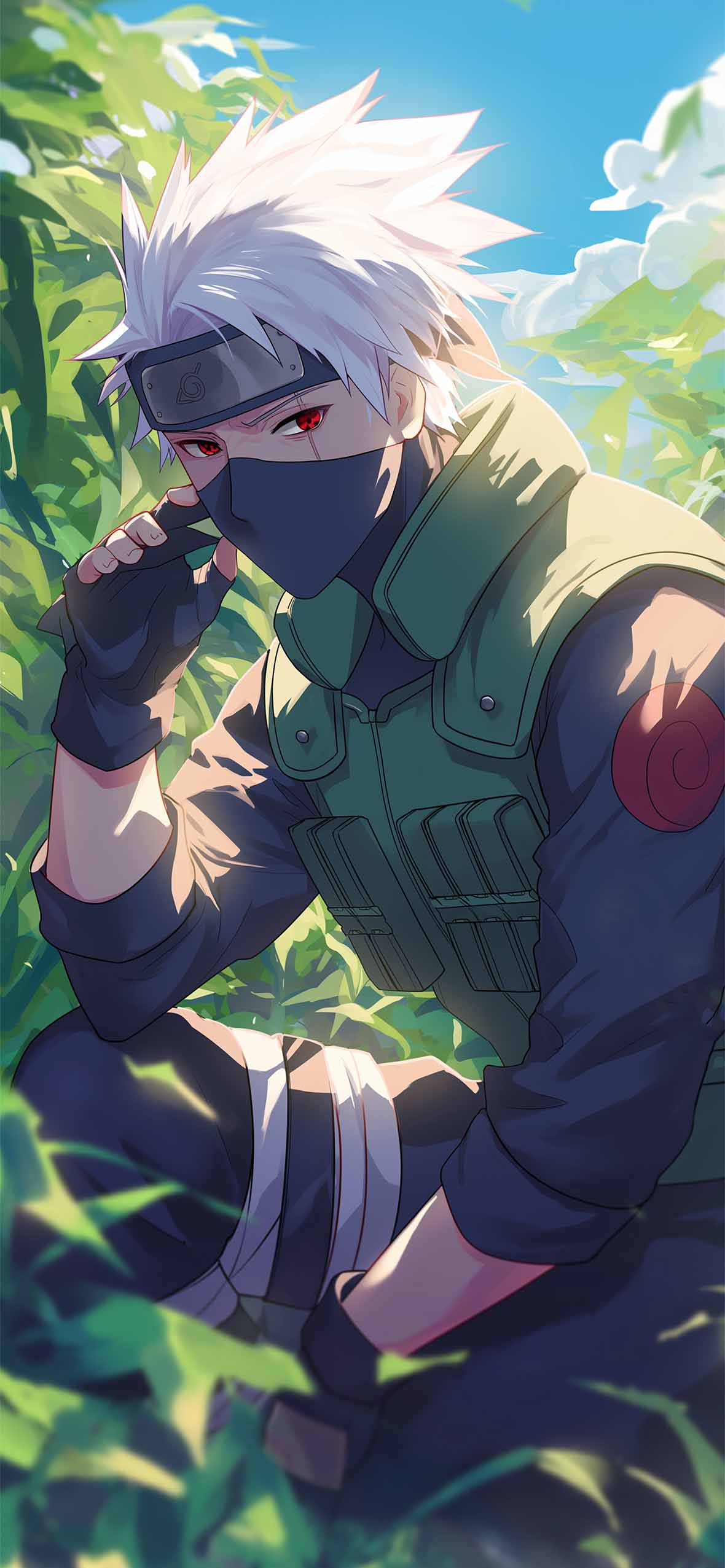 1180x2554 Hatake Kakashi Green Forest Naruto Wallpaper