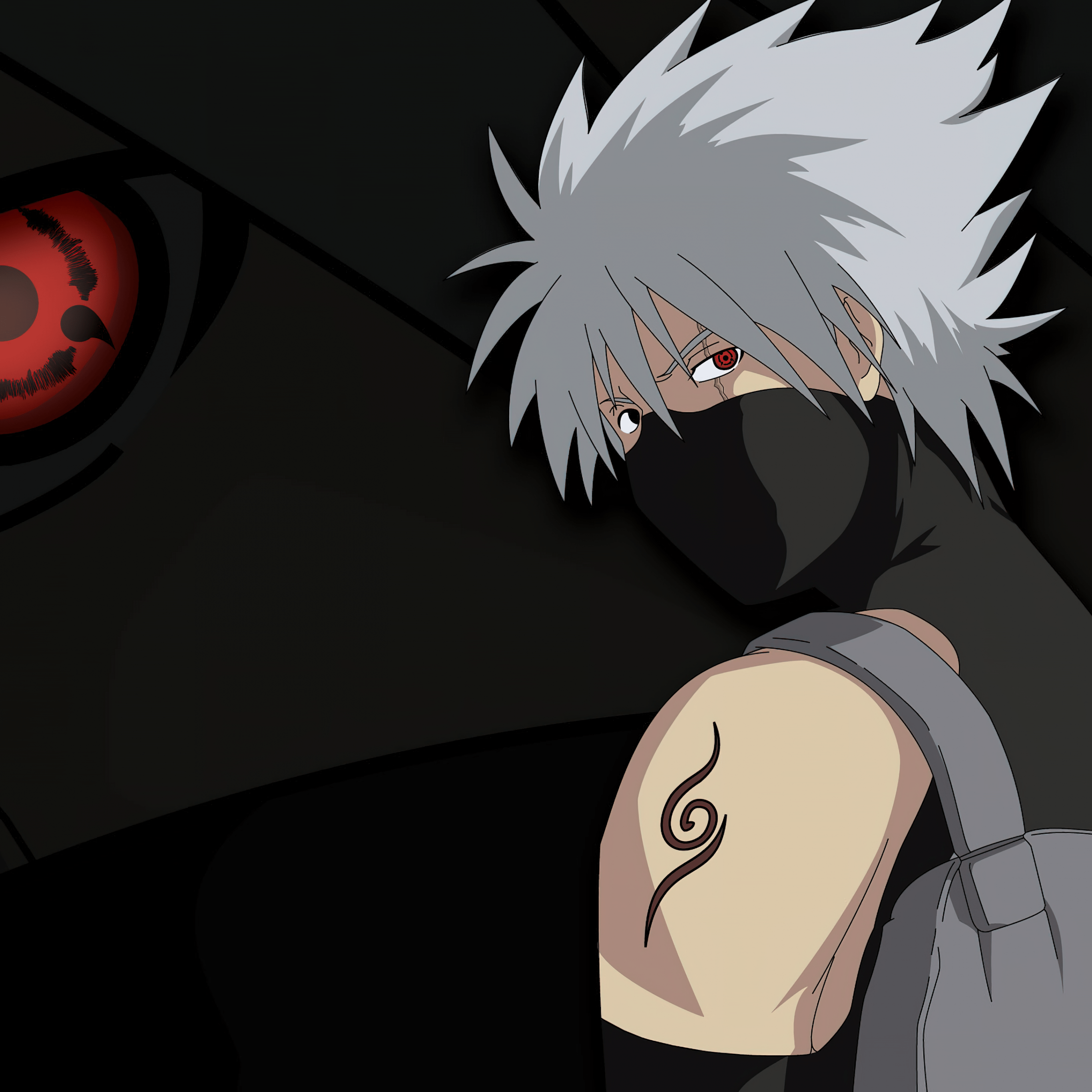 2732x2732 Kakashi Hatake Wallpaper 4K, Dark aesthetic, Sharingan, 5K