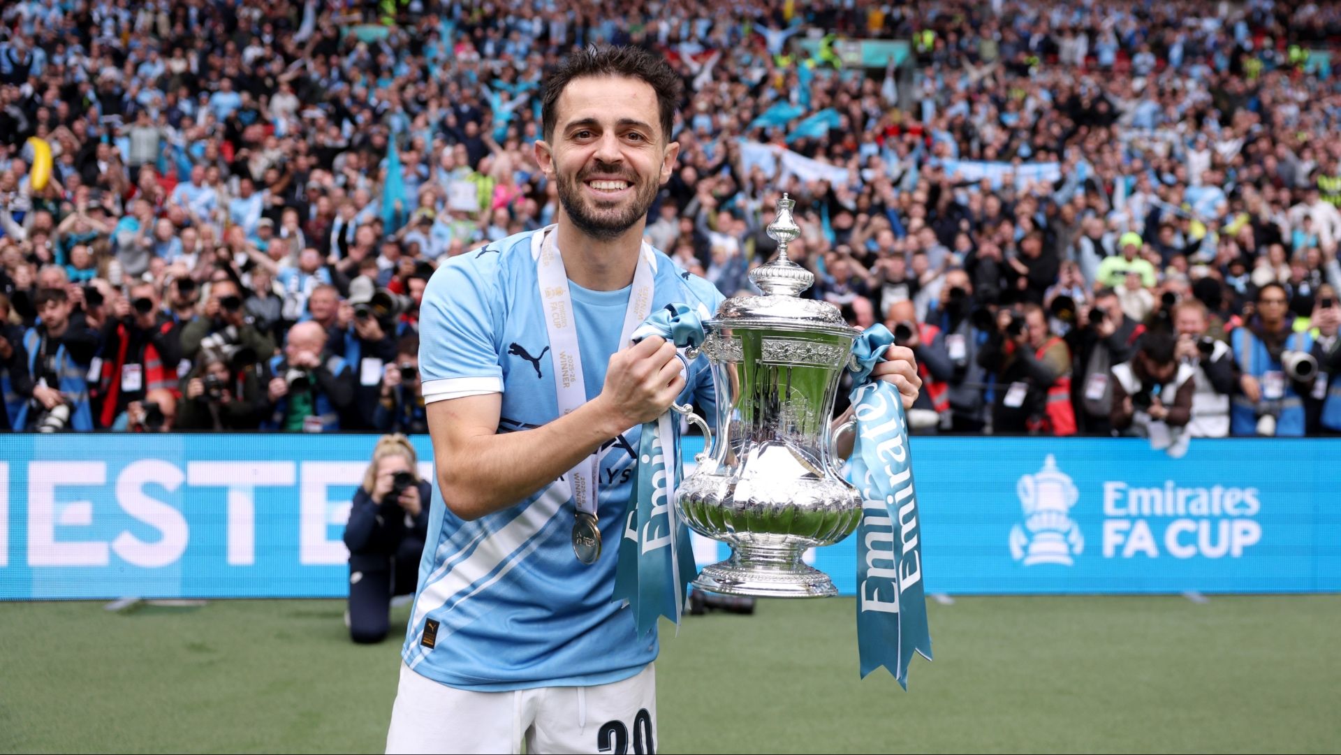 1920x1081 Bernardo Silva hails special win as Manchester City claim FA Cup final victory. DAZN News CA