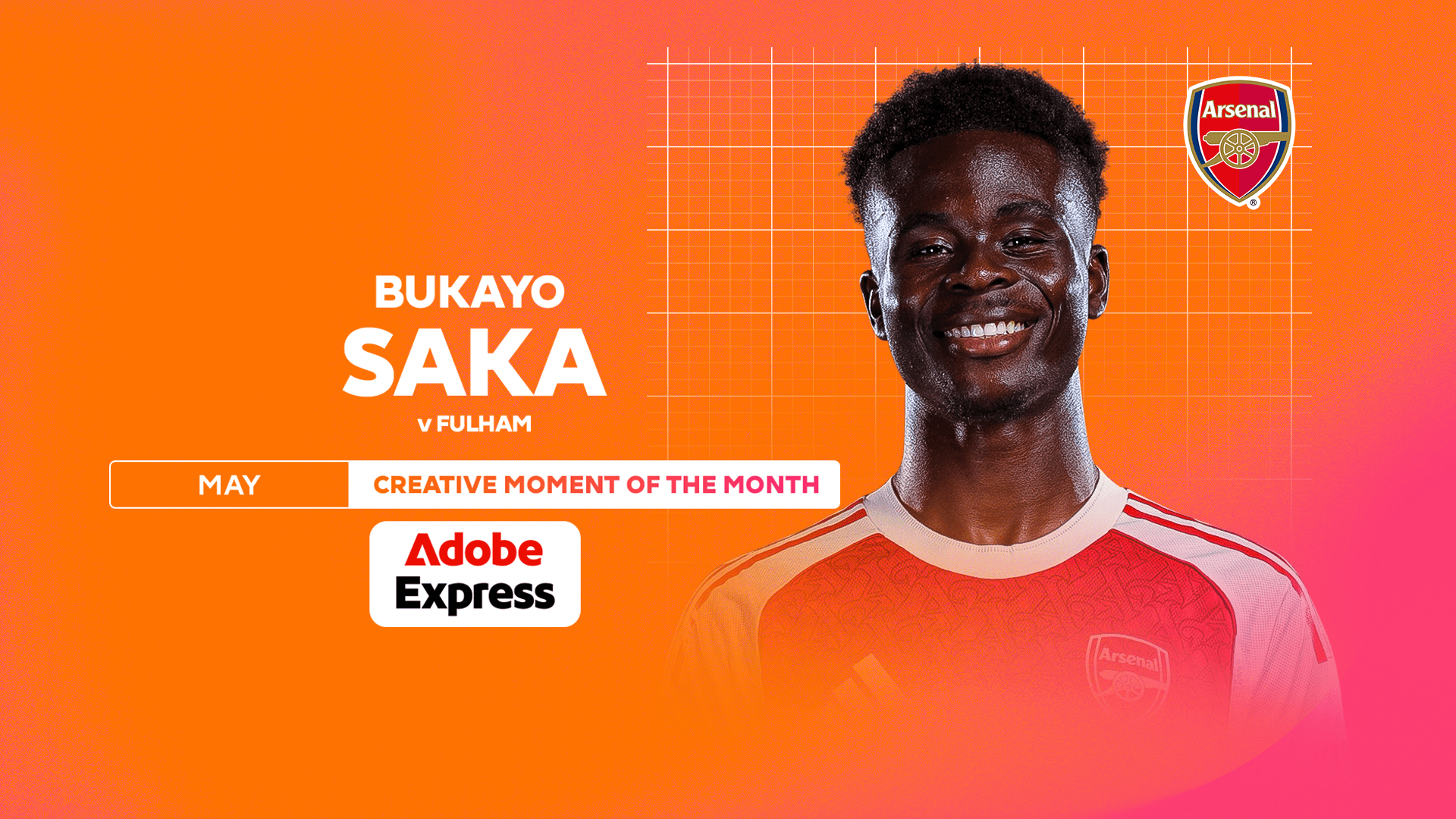 1920x1080 Saka wins Adobe Express Creative Moment of the Month award