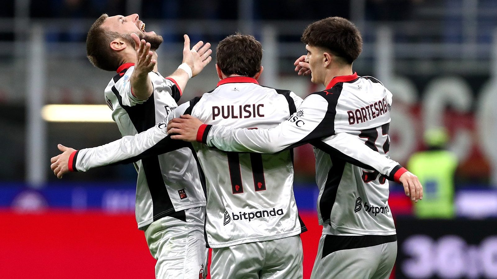 1600x900 Strahinja Pavlović, Christian Pulisic And Davide Bartesaghi Celebrating During Milan Torino At Stadio San Siro On March 2026. (Photo By Marco Luzzani Getty Image). Rossoneri Blog Milan News