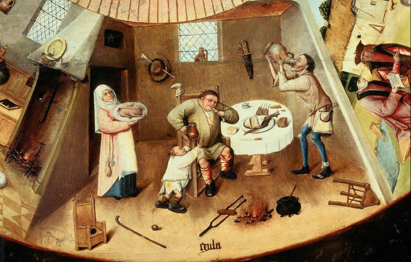 1332x850 Wallpaper Detail, Hieronymus BOSCH, Gluttony image for desktop