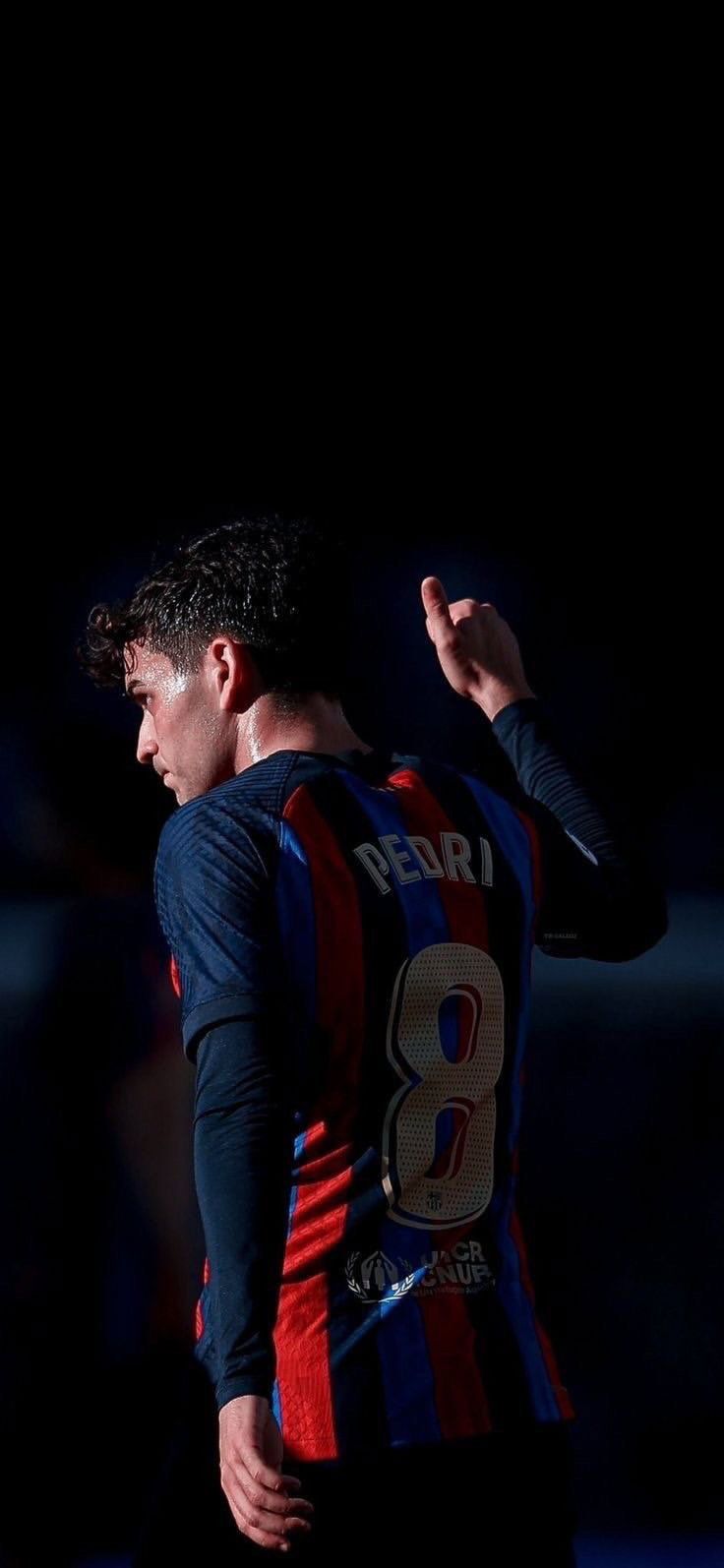 736x1594 Pedri of FC Barcelona from behind Football Wallpaper