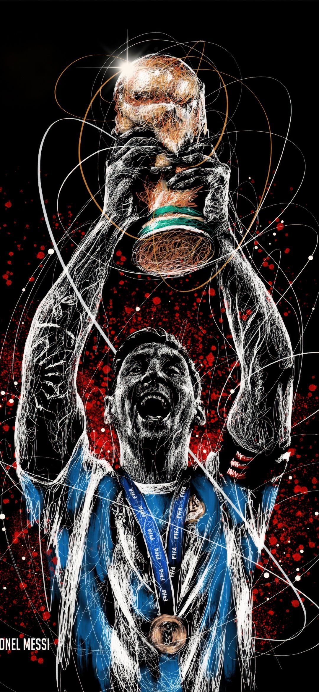 1080x2340 Lionel Messi Wallpaper 4K, World Cup Black background
