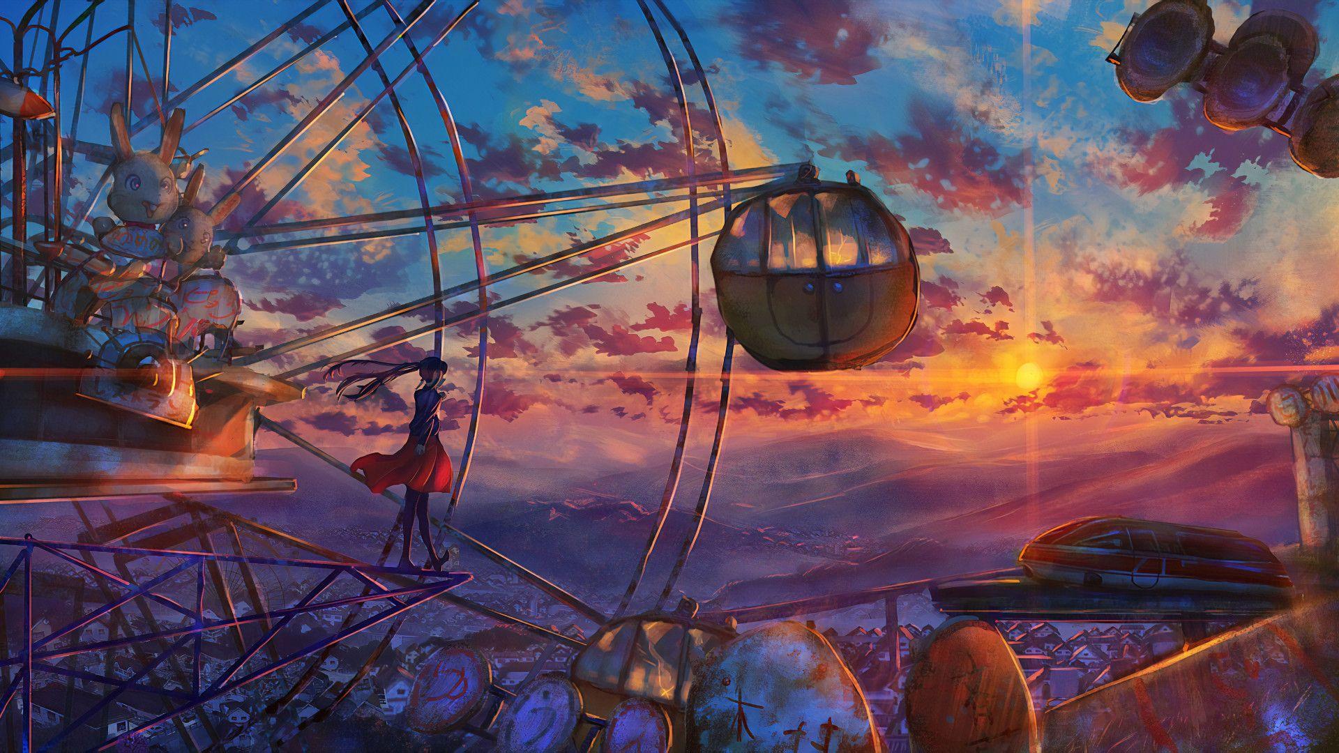 1920x1080 Anime Ferris Wheel Painting Laptop Full HD 1080P HD 4k