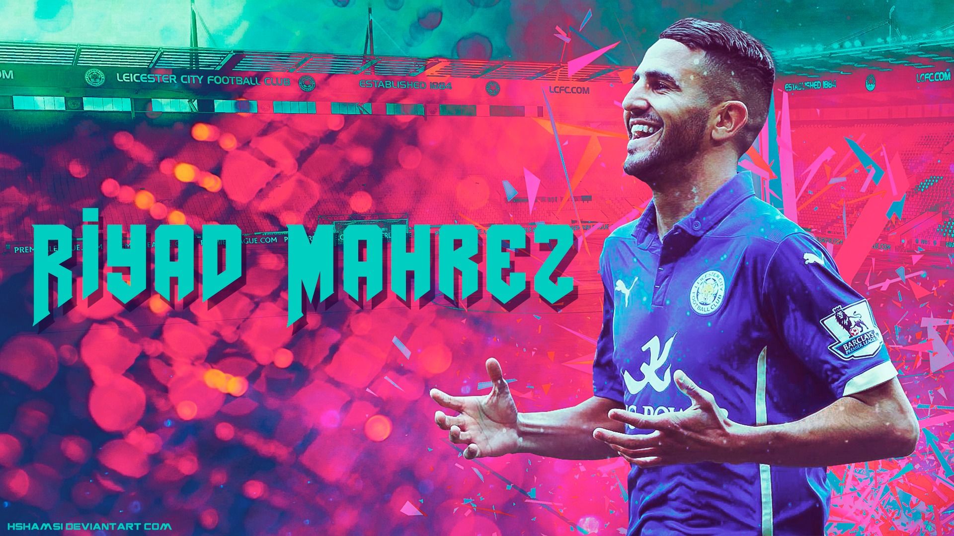 1920x1080 Wallpaper England, player, Algeria, Riyad Mahrez, Riyad Mahrez, Leicester City for mobile and desktop, section спорт, resolution 1920x1080