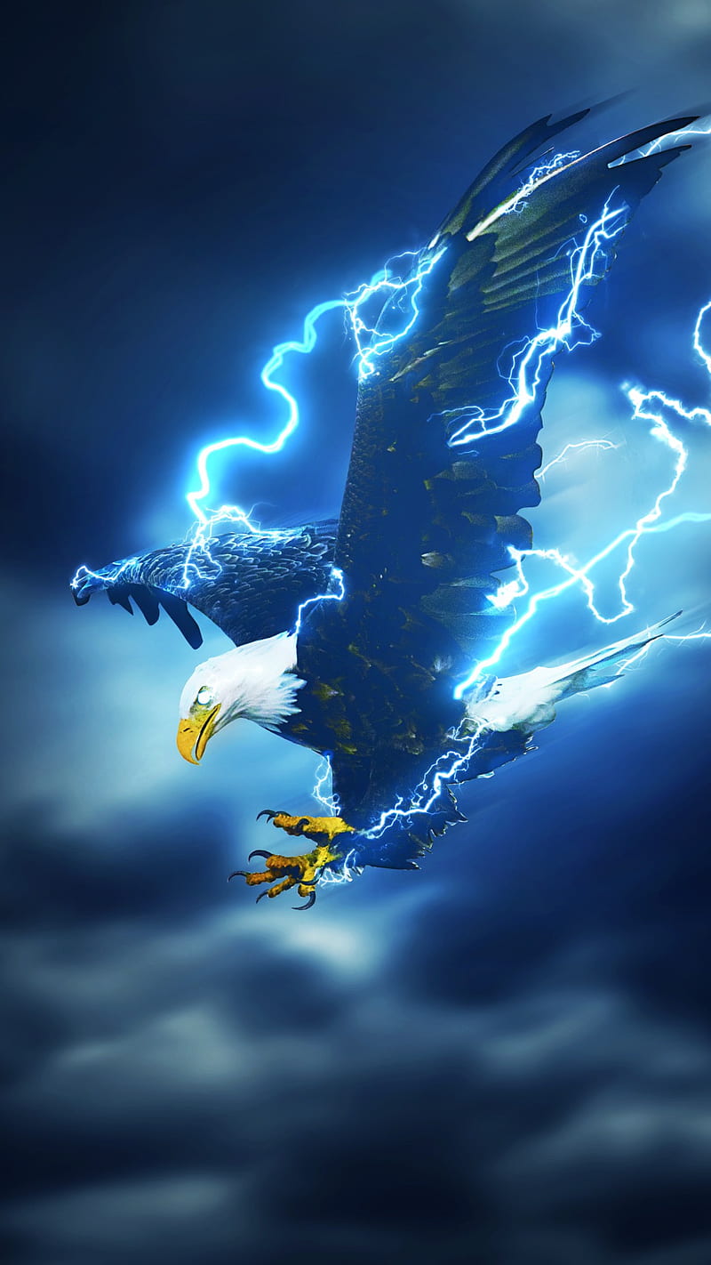 800x1422 Lightning eagle, eagle, lightning, HD phone wallpaper