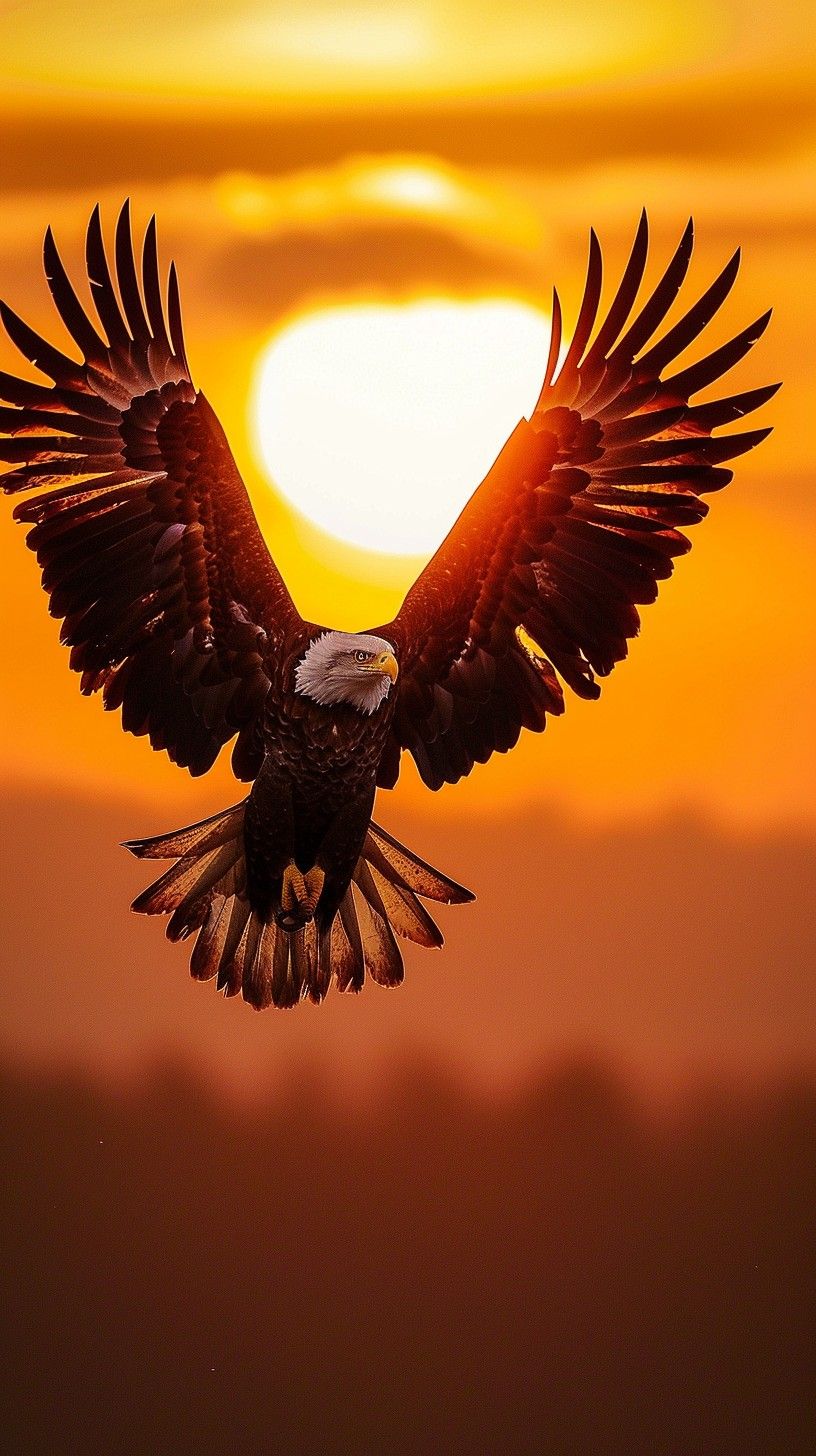 816x1456 Free Eagle in Sunset Image, Sunset, Silhouette
