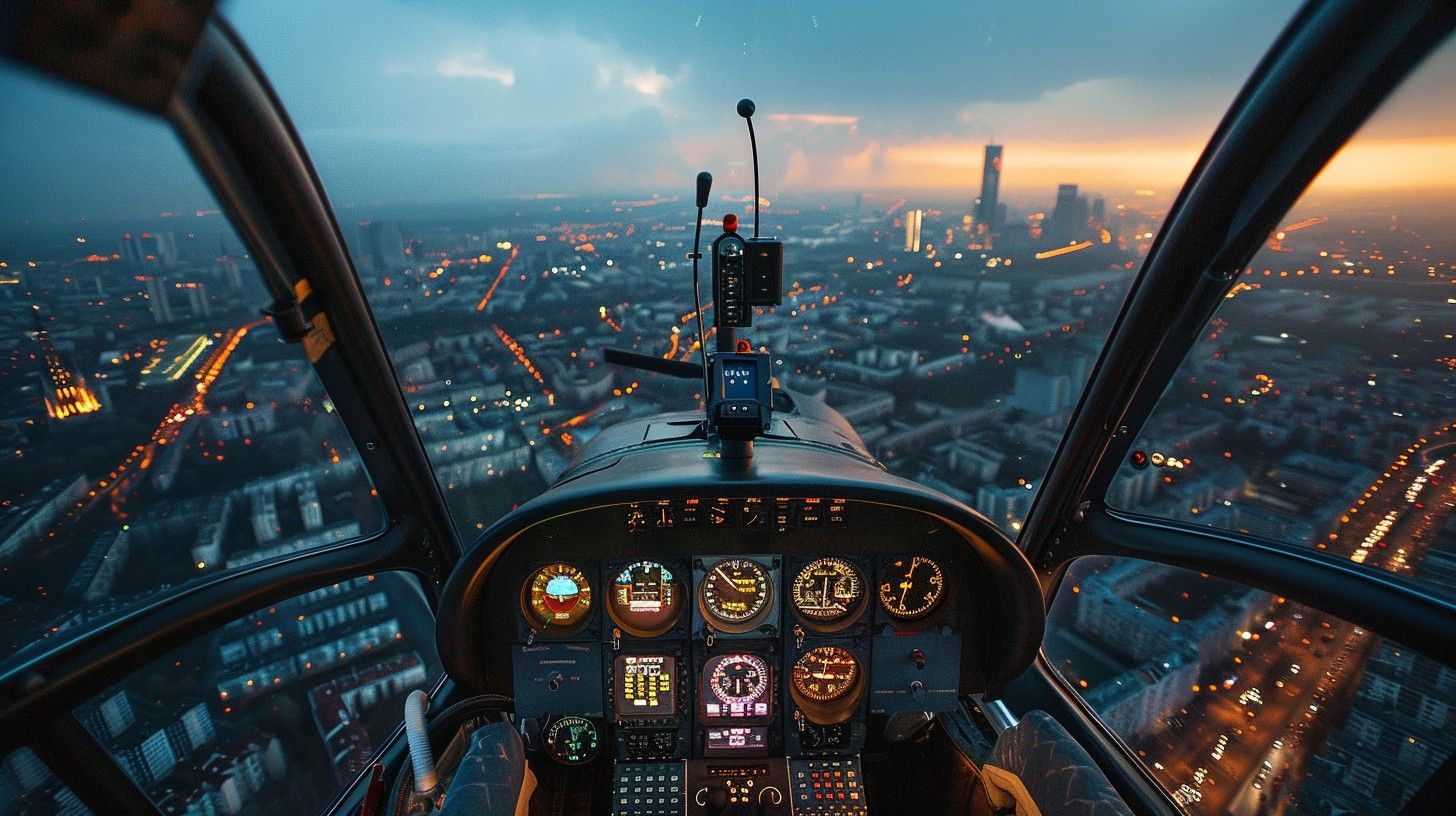1456x816 Free Cityscape Helicopter View Image, Helicopter, Twilight