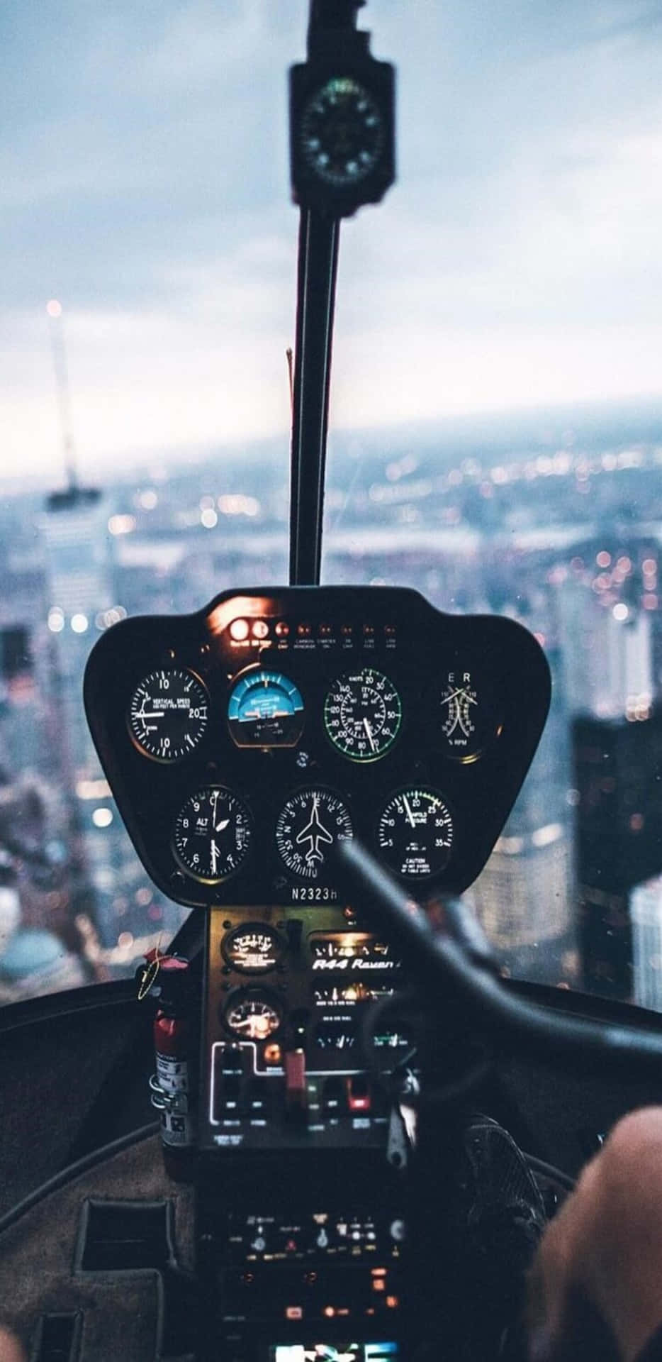 934x1920 Download Pixel 3xl Helicopters Background Robinson R44 Cockpit View