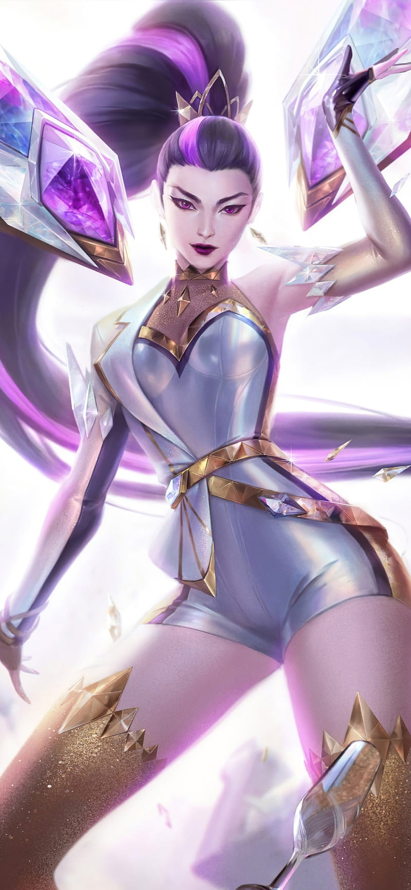 800x1733 Kaisa KDA ALLOUT, league of legends, lol, vazio, void, HD phone wallpaper