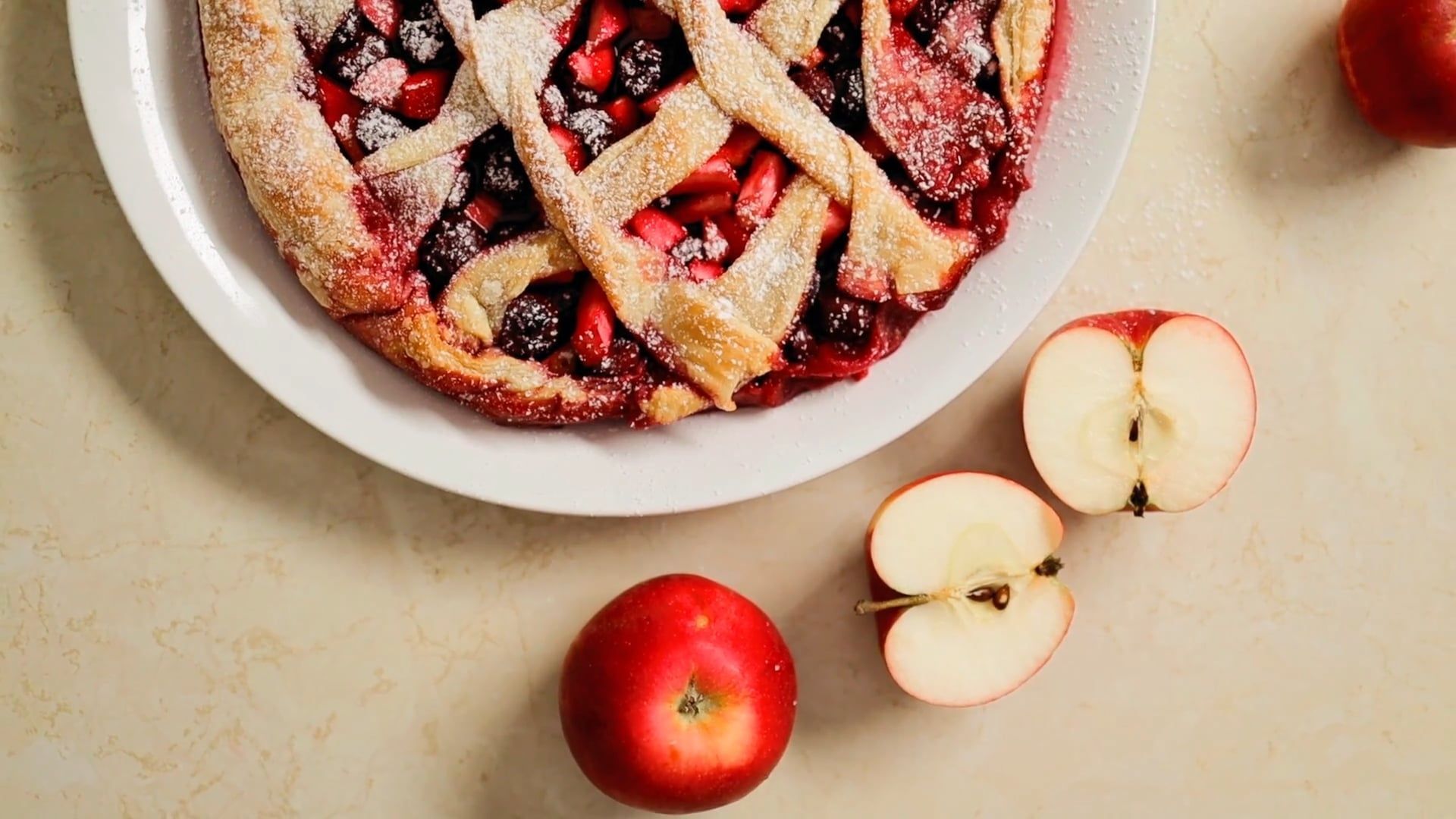 1920x1080 Top View of a Cherry Pie