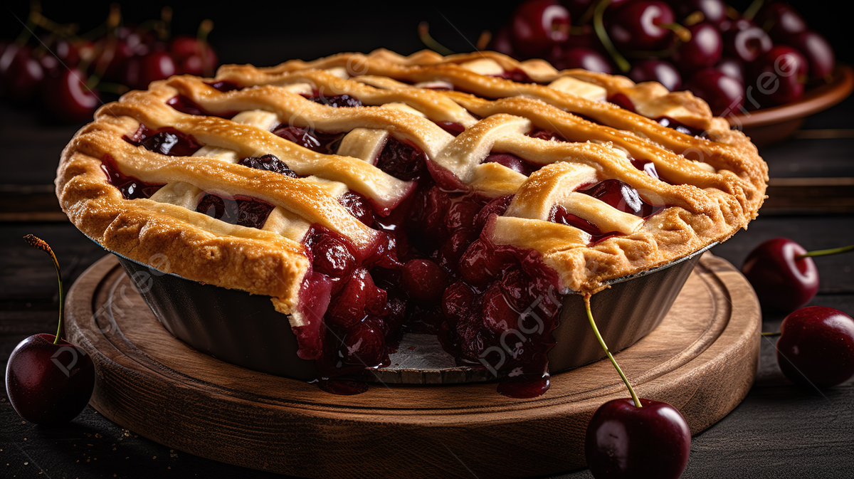 1200x673 Cherries In A Pie Along With Lattice Photo And Picture For Free Download