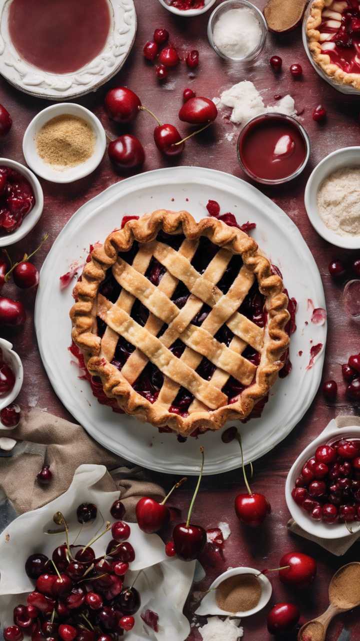 720x1280 A deconstructed cherry pie, showing all ingredients separately in an overhead shot. Wallpaper [5696925d85294510918f]