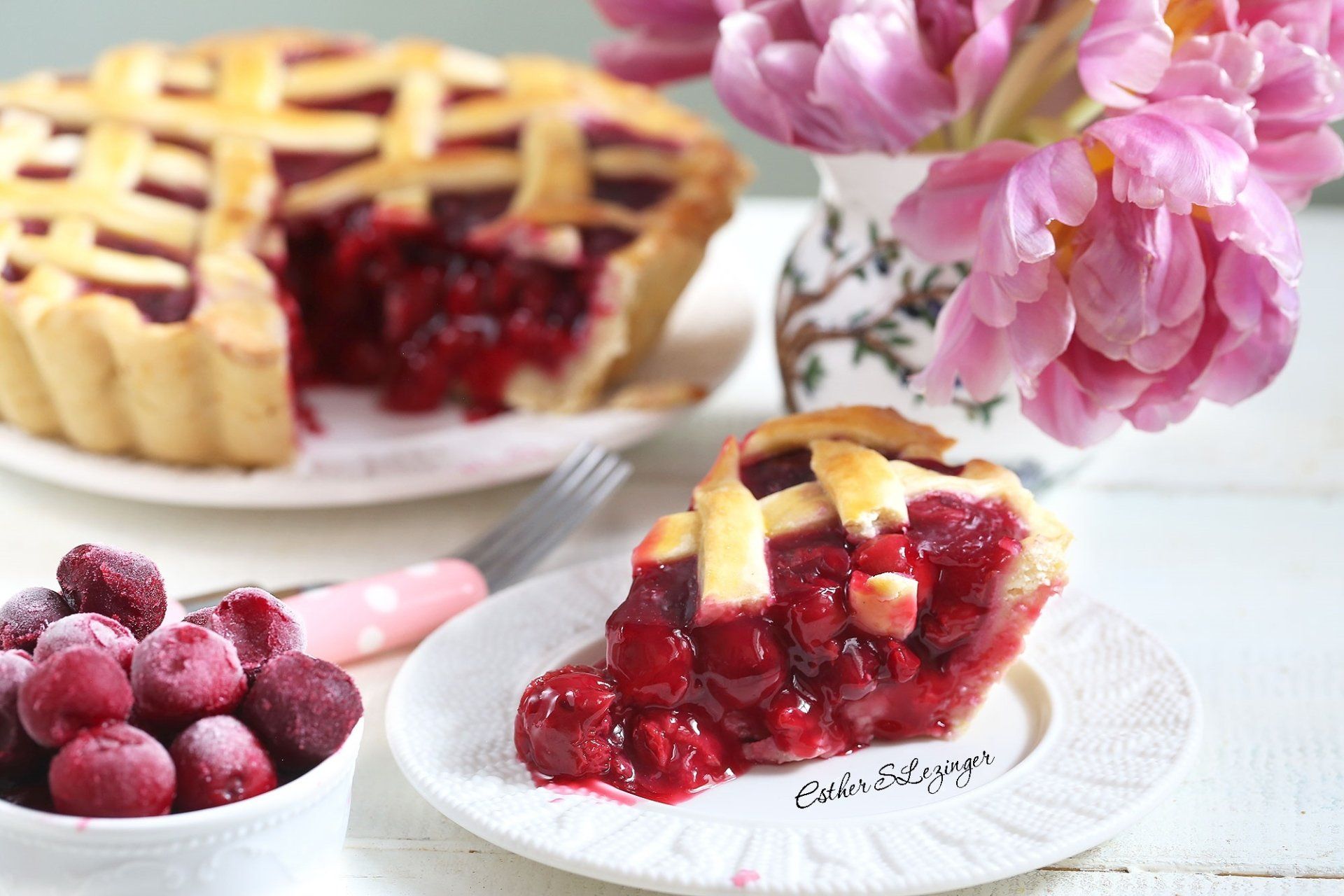 1920x1280 Download Still Life Cherry Dessert Flower Food Pie HD Wallpaperx1333