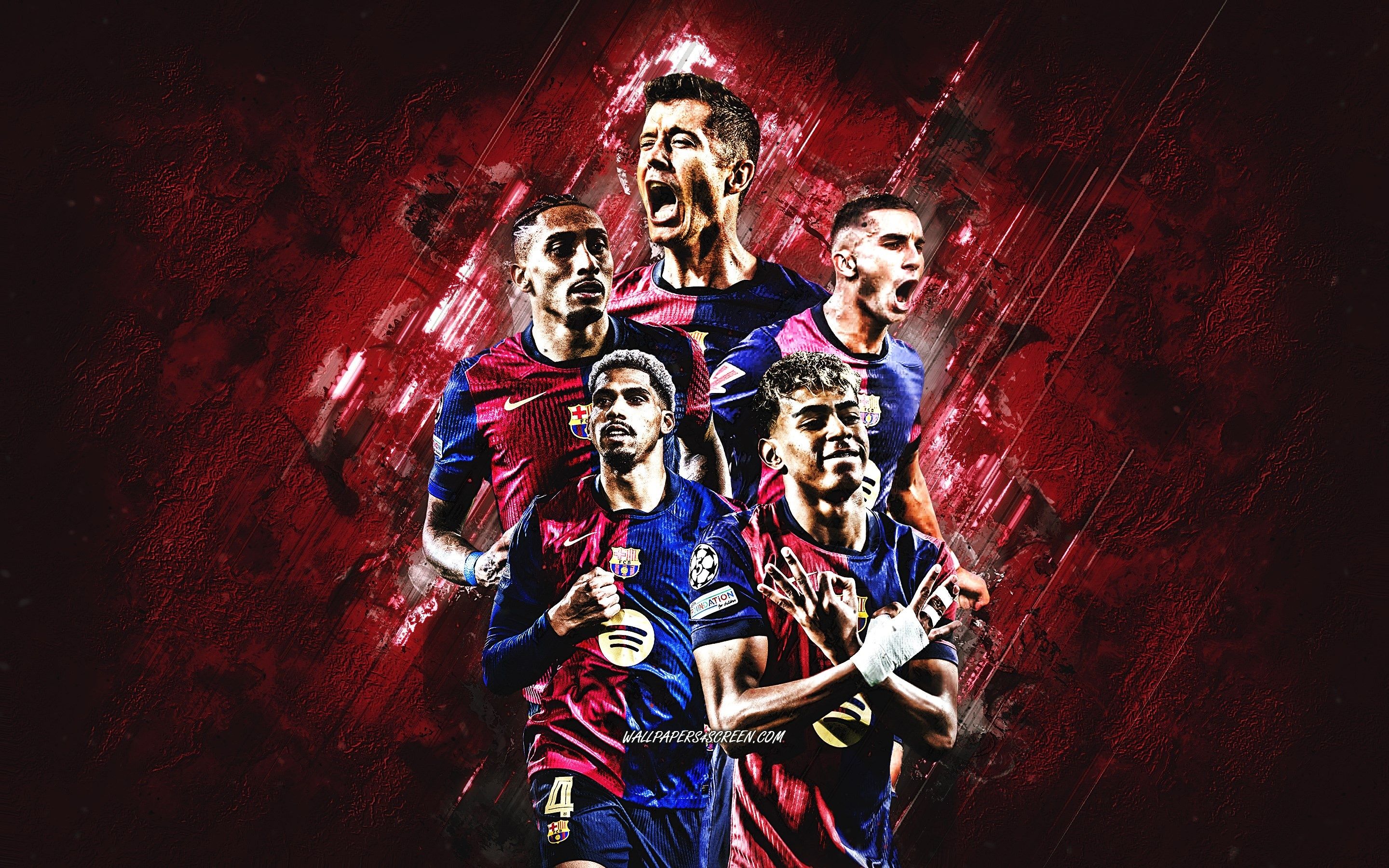 2880x1800 Wallpaper football, soccer, Champions League, FCB, Barca, La Liga, Robert Lewandowski, Lamine Yamal for mobile and desktop, section спорт, resolution 2880x1800