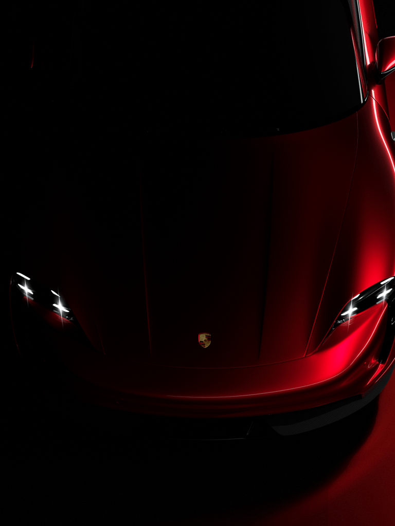 768x1024 Porsche Taycan Wallpaper 4K, Red aesthetic, Dark background