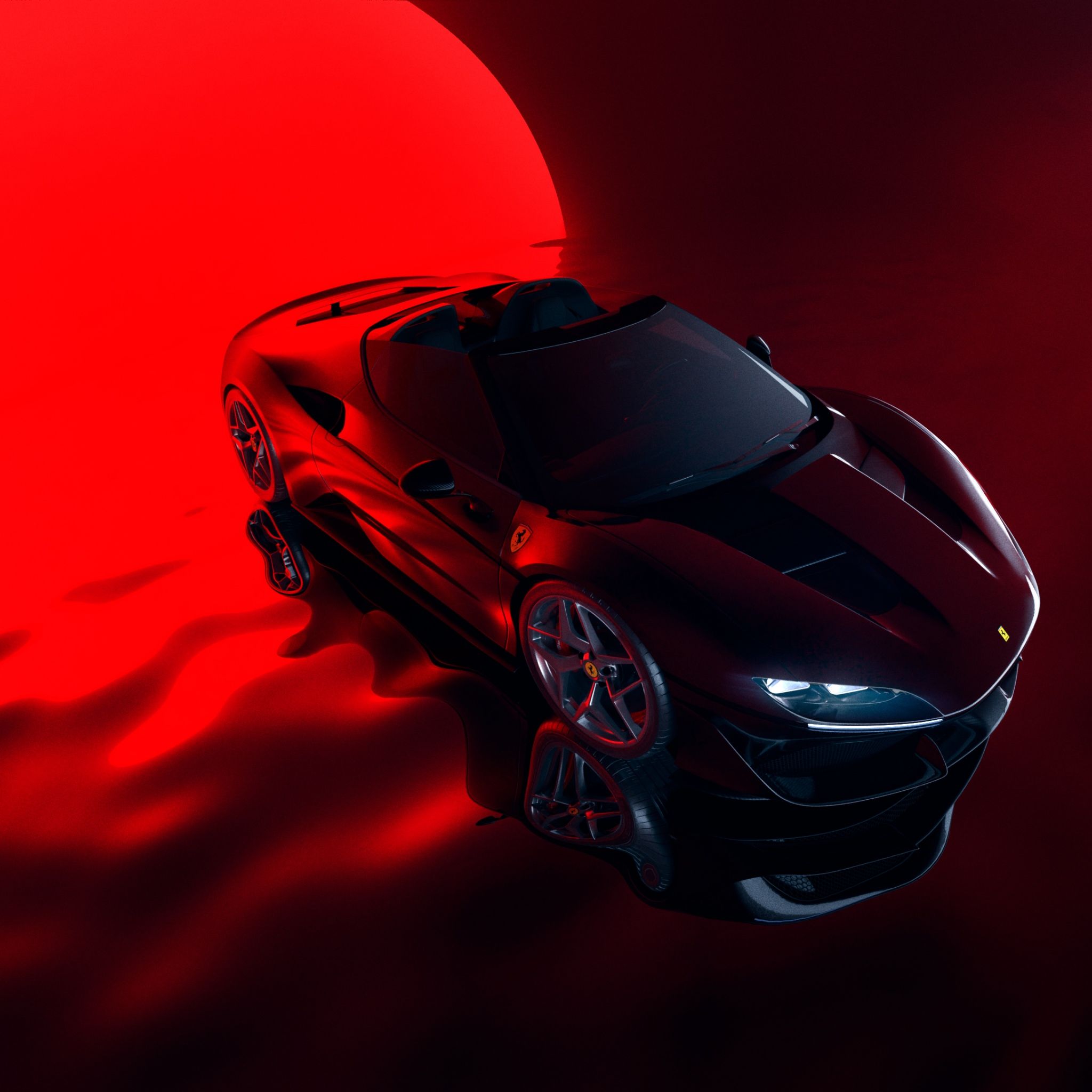 2048x2048 Ferrari J50 Wallpaper 4K, Red aesthetic, Red background