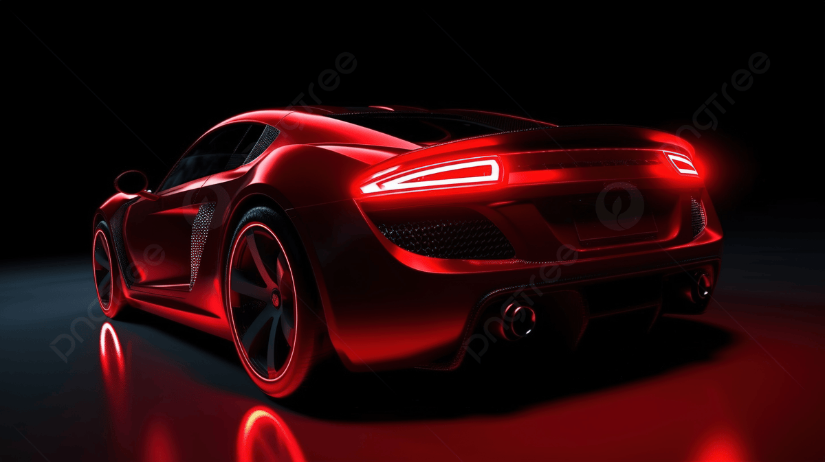 1200x673 Dark 3D Illustration Red Backlight Illuminates An Unbranded Sports Car, Luxury Car, Car Isolated, Black Car Background Image And Wallpaper for Free Download