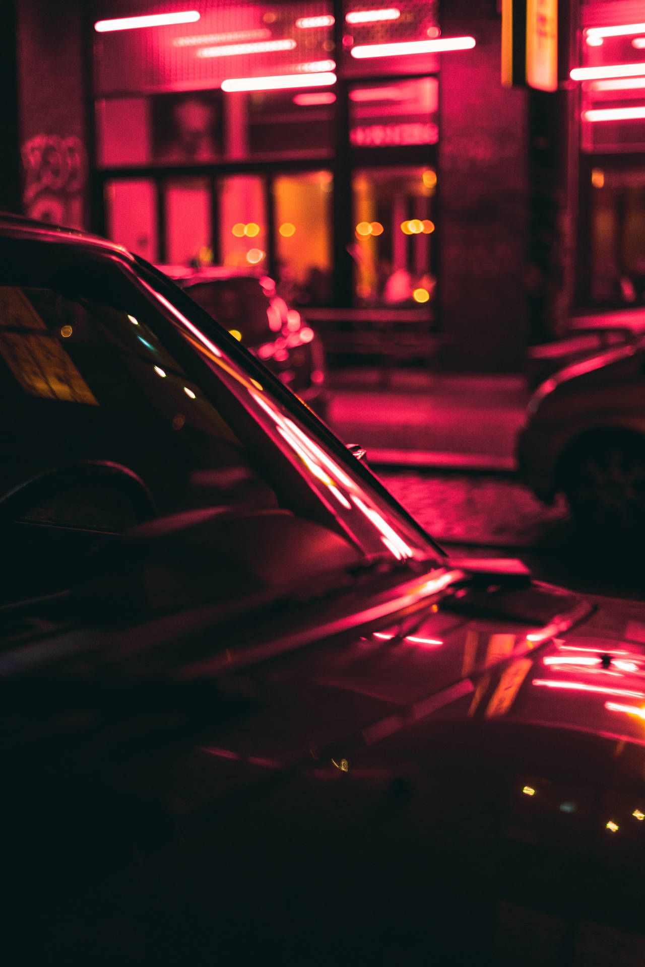 1280x1920 Download Dark Neon Red Car Wallpaper