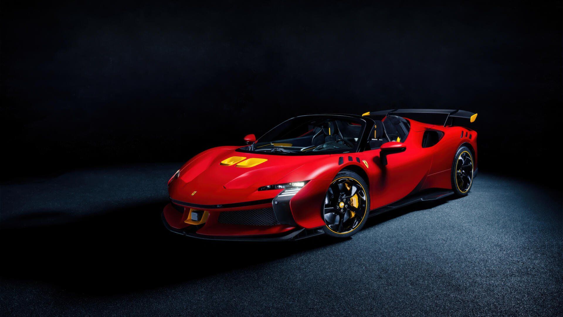 1920x1080 4K Ultra HD Wallpaper of Red Ferrari SF90 Spider Sports Carx2880