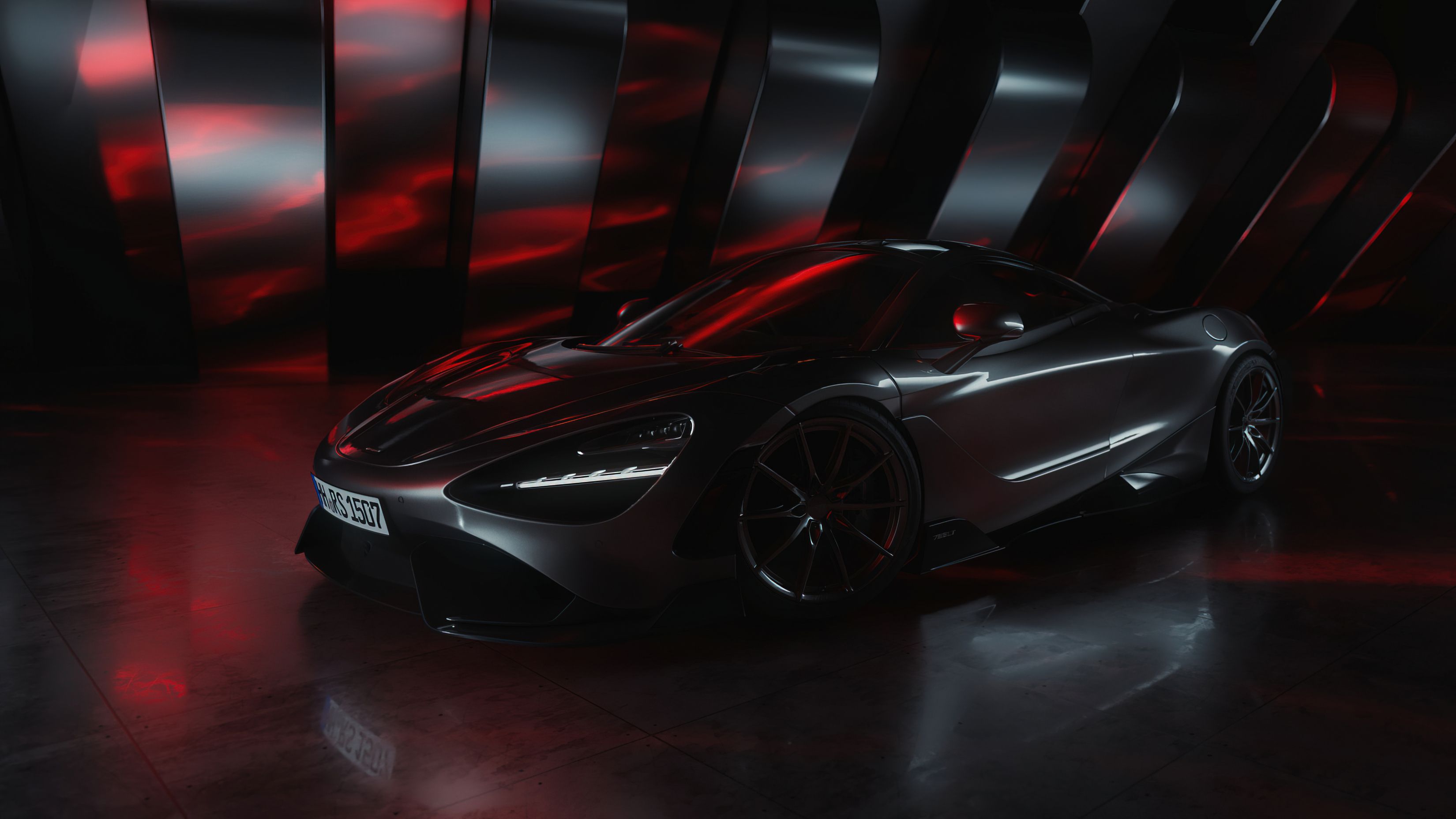 3300x1856 Mclaren 765lt Dark Shiny Silver With Red Windows PC And Mac Desktop