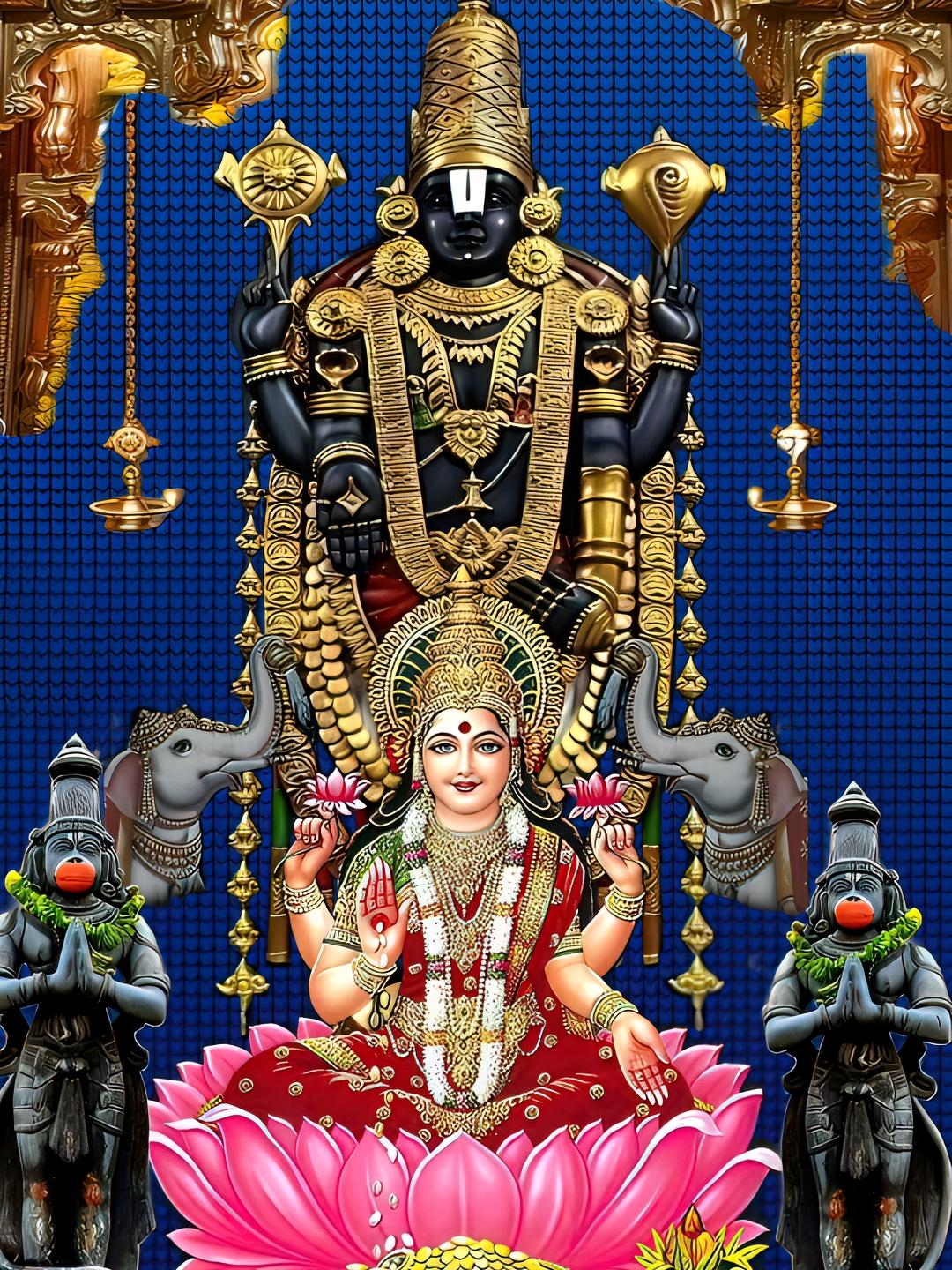 1080x1440 Buy Wallpics Black & Gold Toned Lord Balaji With Lakshmi Religious Wall Poster And Stickers For Unisex 28476220