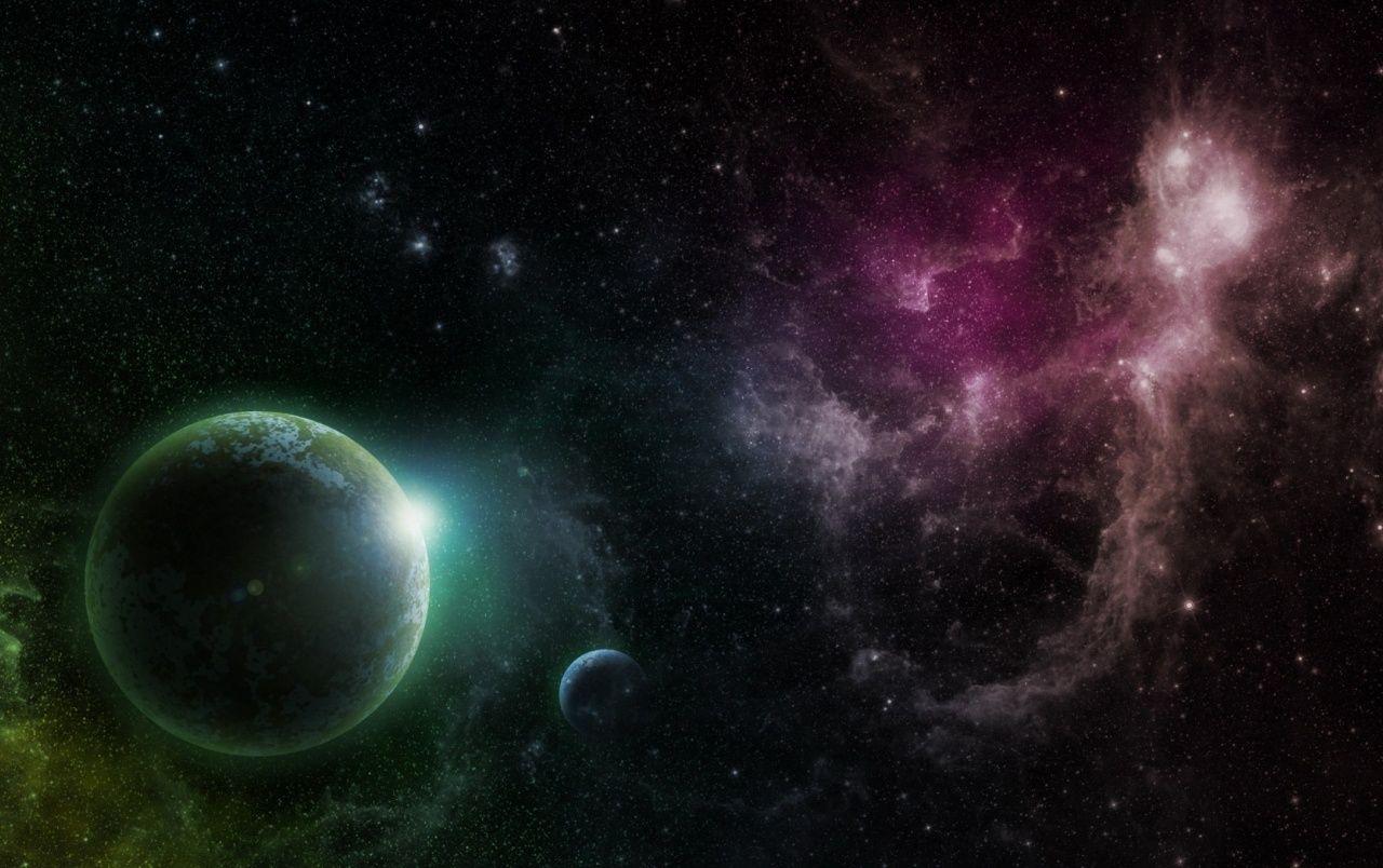 1280x804 Purple & Green Galaxy Planets wallpaper. Purple & Green Galaxy Planets