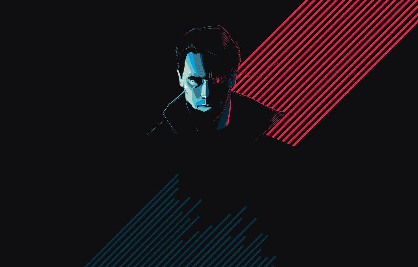 1332x850 Wallpaper Minimalism, Robot, Background, Art, Art, Terminator, Terminator, The Terminator, Craig Drake, Tech Noir, by Craig Drake image for desktop, section минимализм
