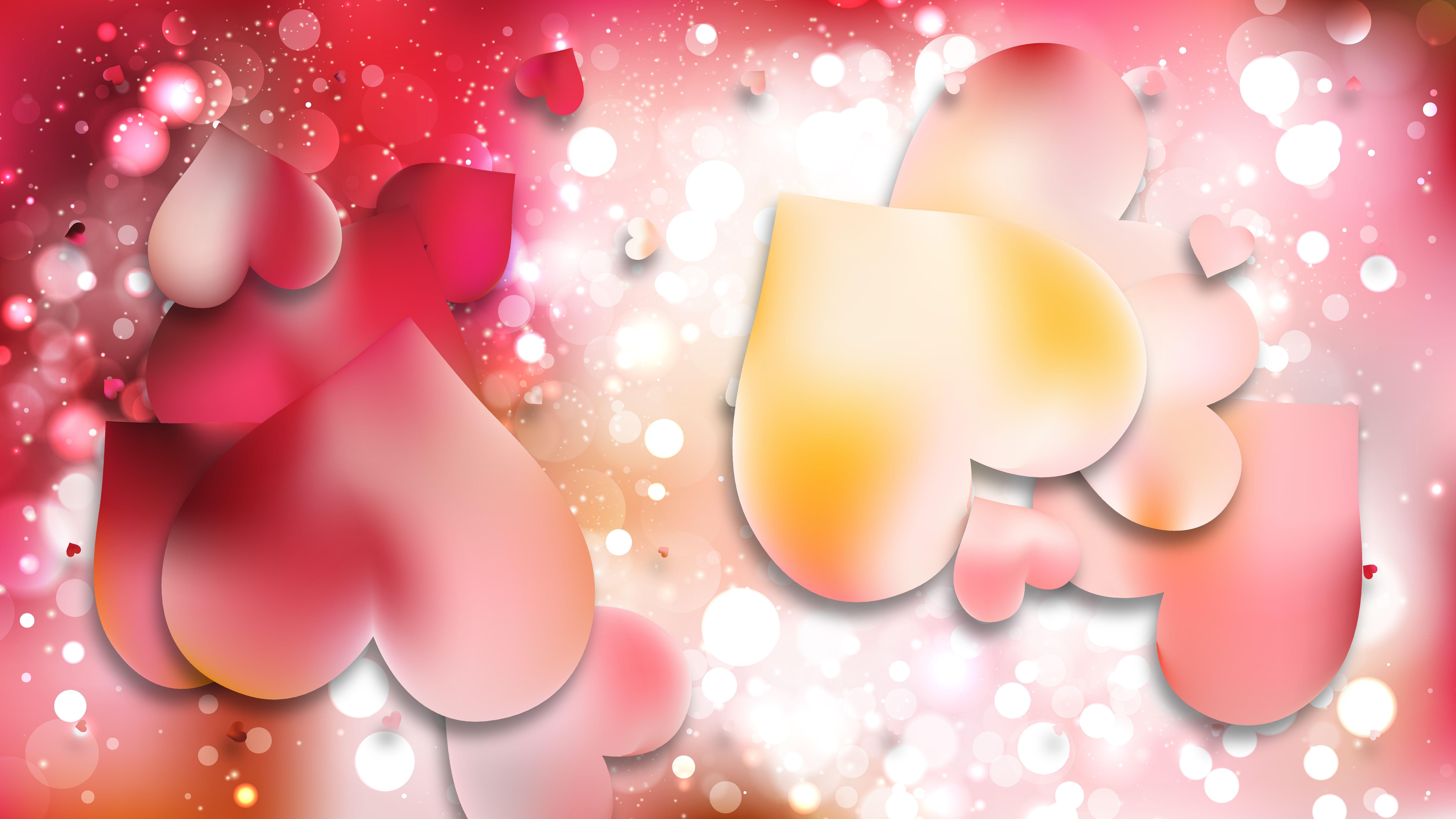 8000x4500 Pink and White Heart Wallpaper Background Vector Art