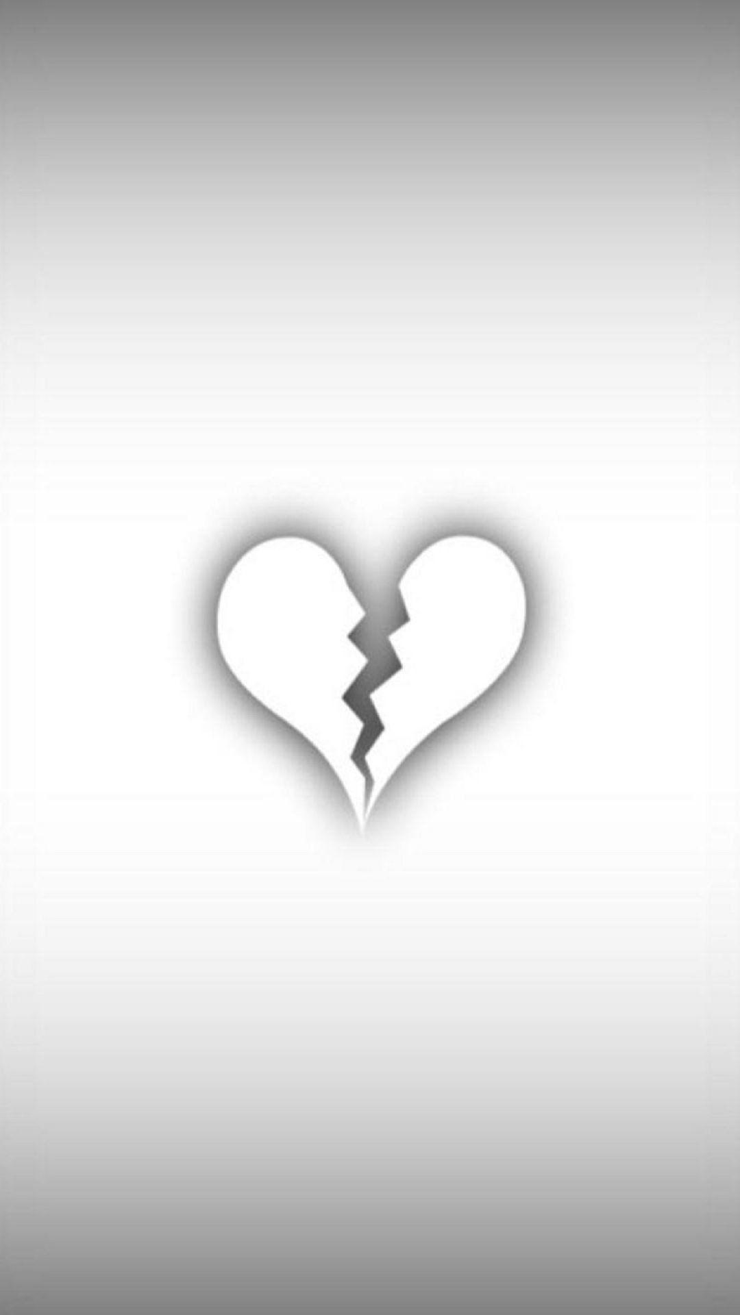 1080x1920 Black And White Broken Heart Wallpaper