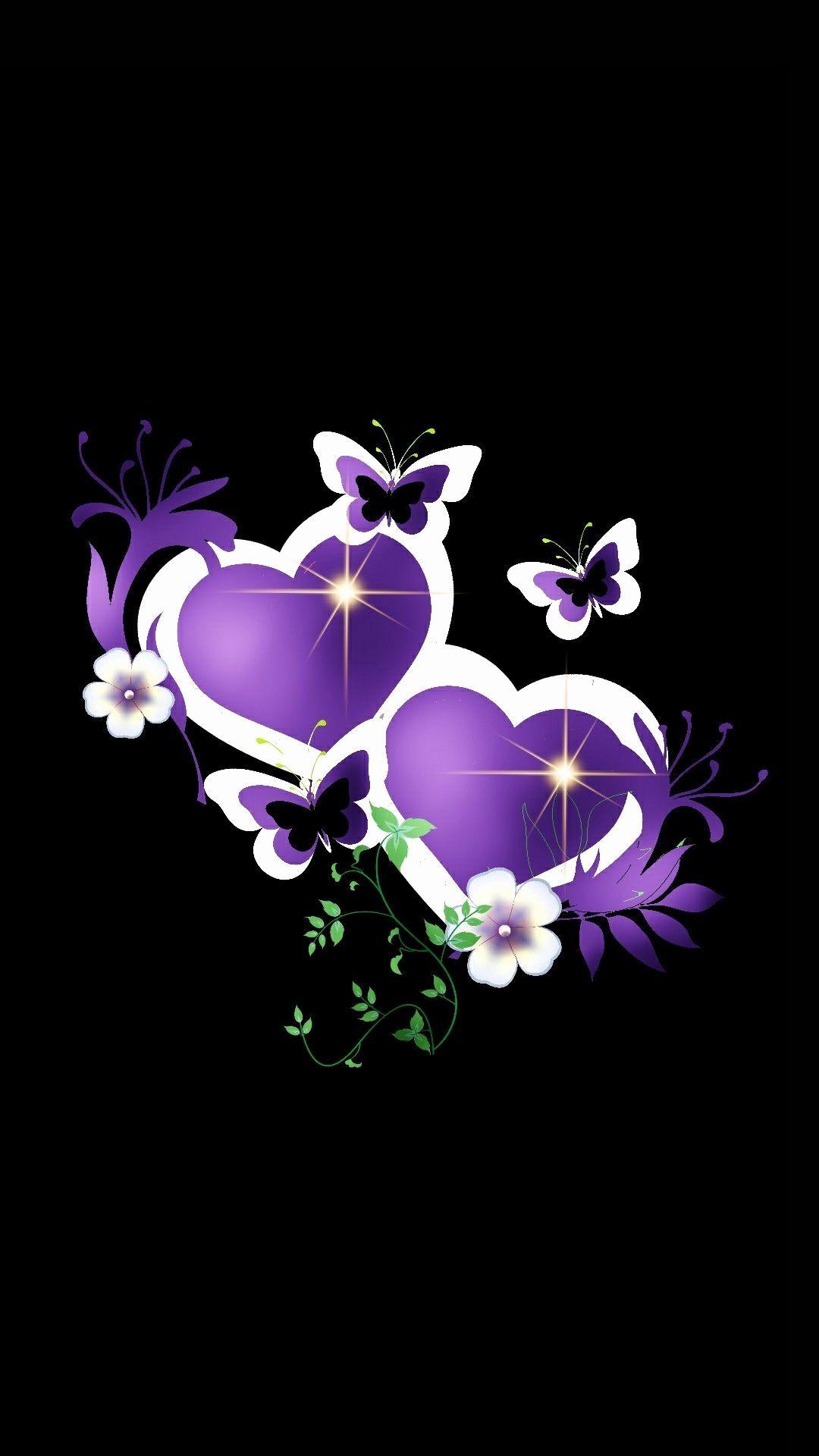 1080x1920 Purple Heart Wallpaper Elegant Purple & White Hearts