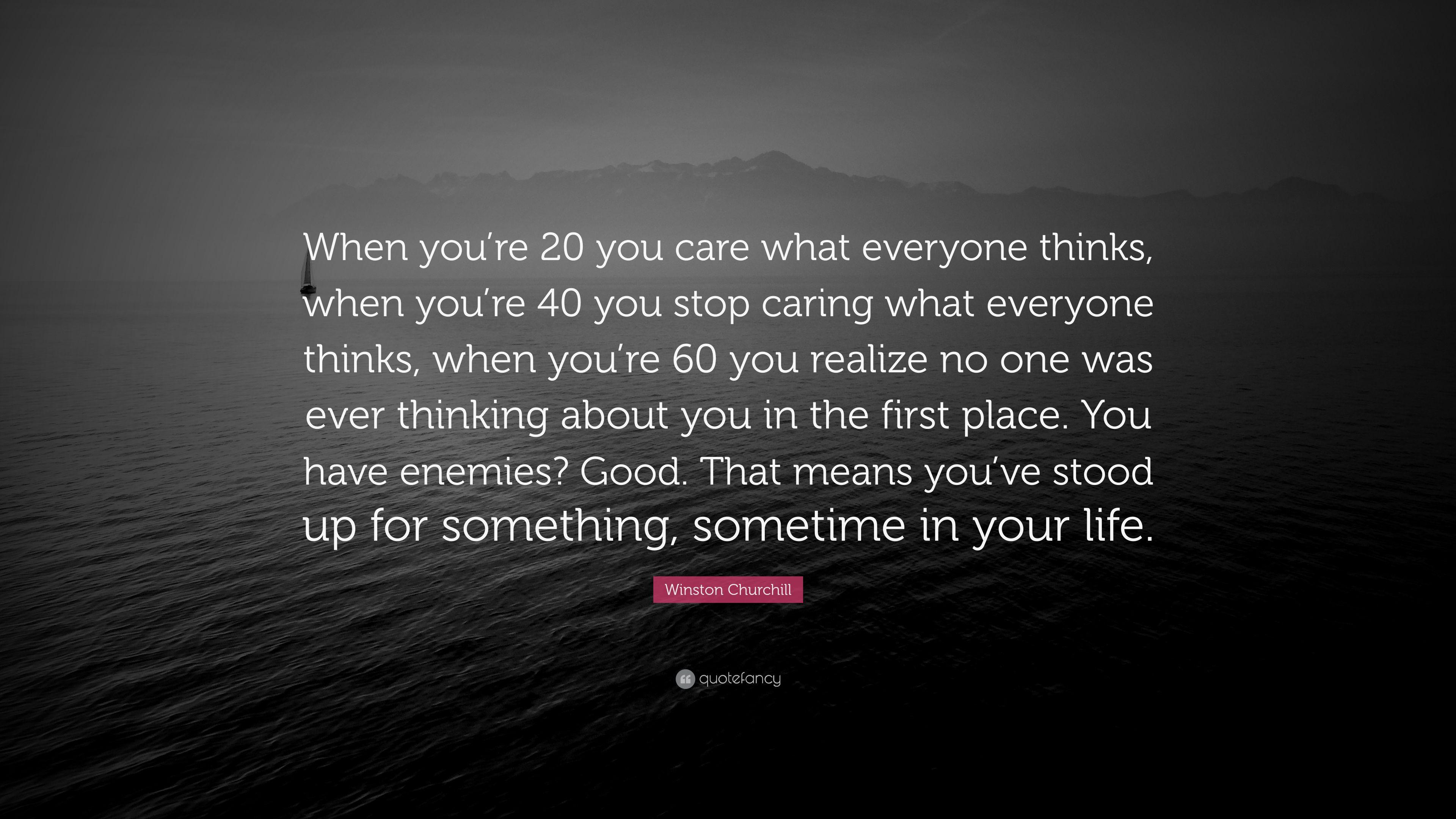 3840x2160 Winston Churchill Quote: “When you're 20 you care what everyone