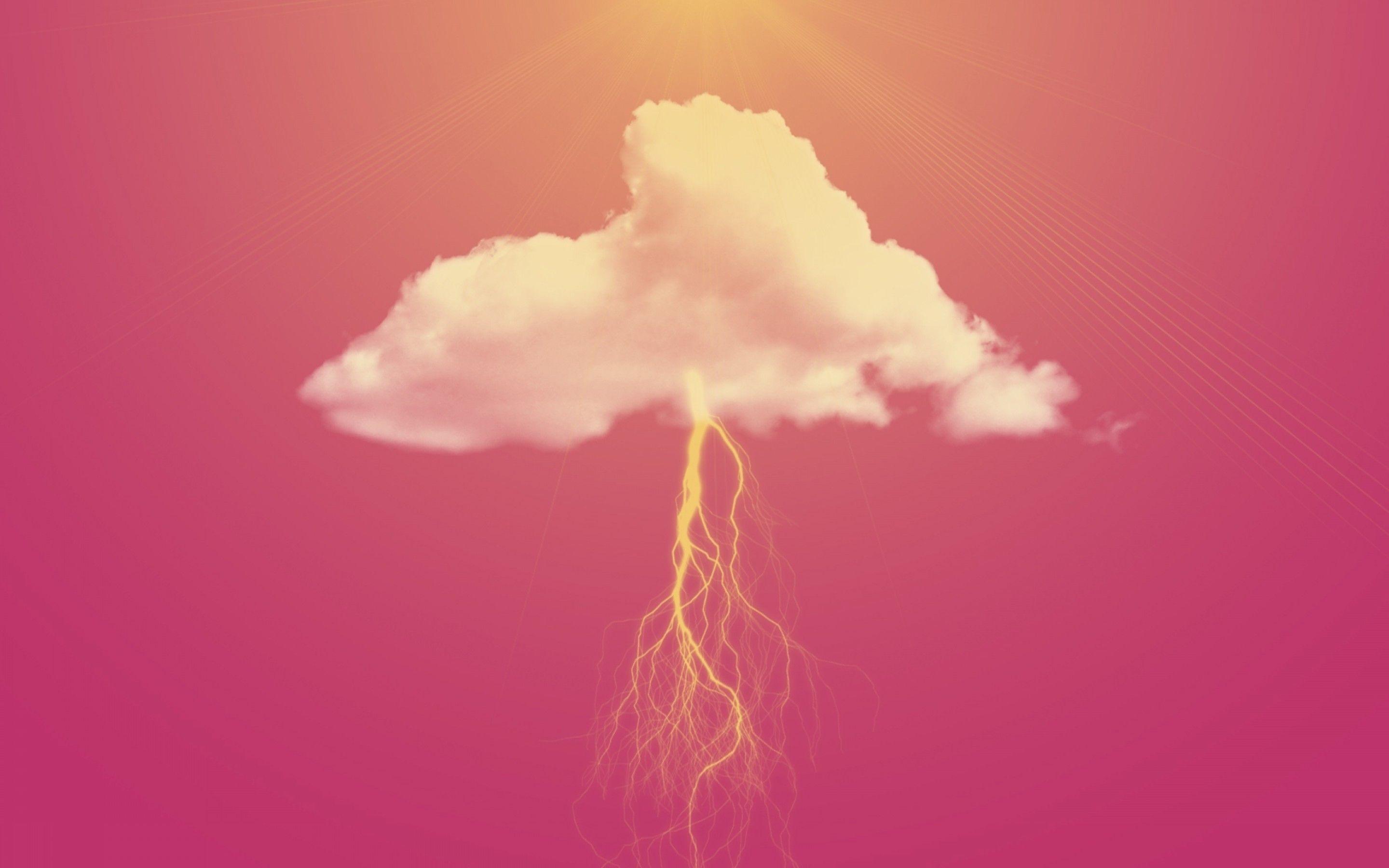2880x1800 Download 2880x1800 Lightning, Cloud, Minimal, Pink Sky, Sun Rays