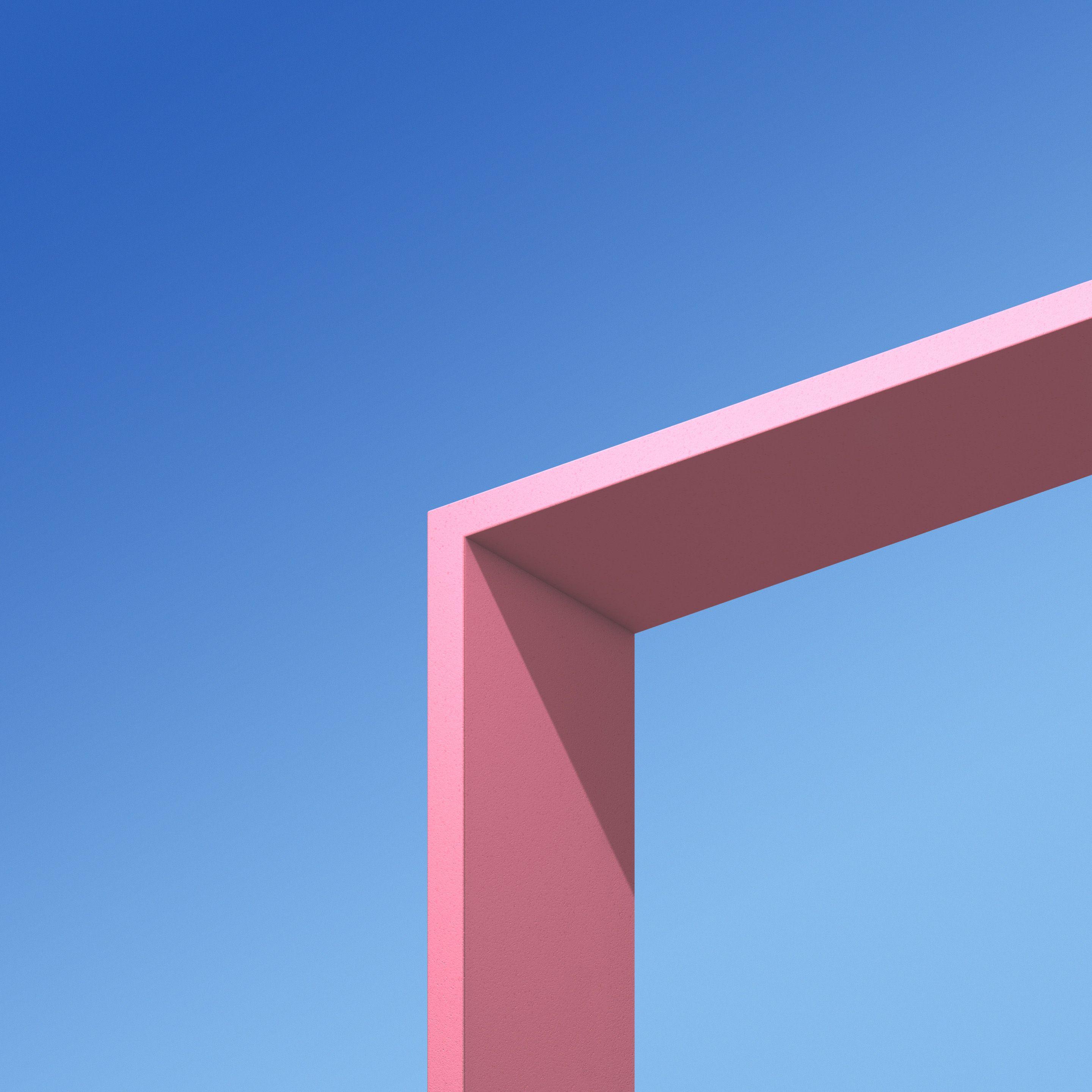2880x2880 Wallpaper Architecture, Minimal, Blue sky, Pink, HTC U11 Plus