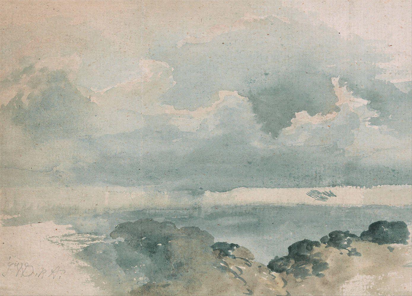 1389x1000 Watercolor Blue & Grey Cloud Wallpaper. Anewall Mural Wallpaper