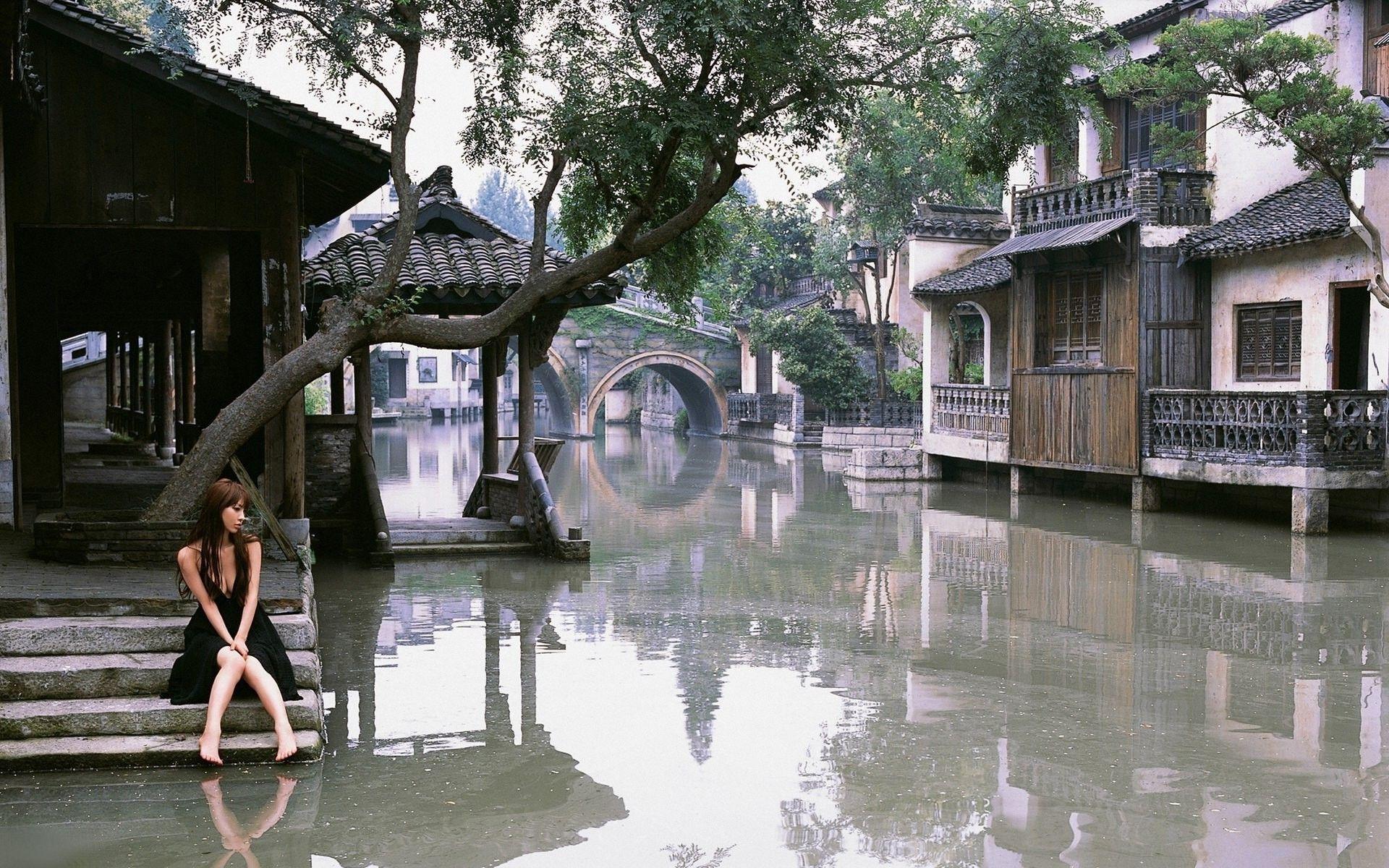 1920x1200 flood, Town, Arch, River, Japan, Japanese Wallpaper HD / Desktop and Mobile Background