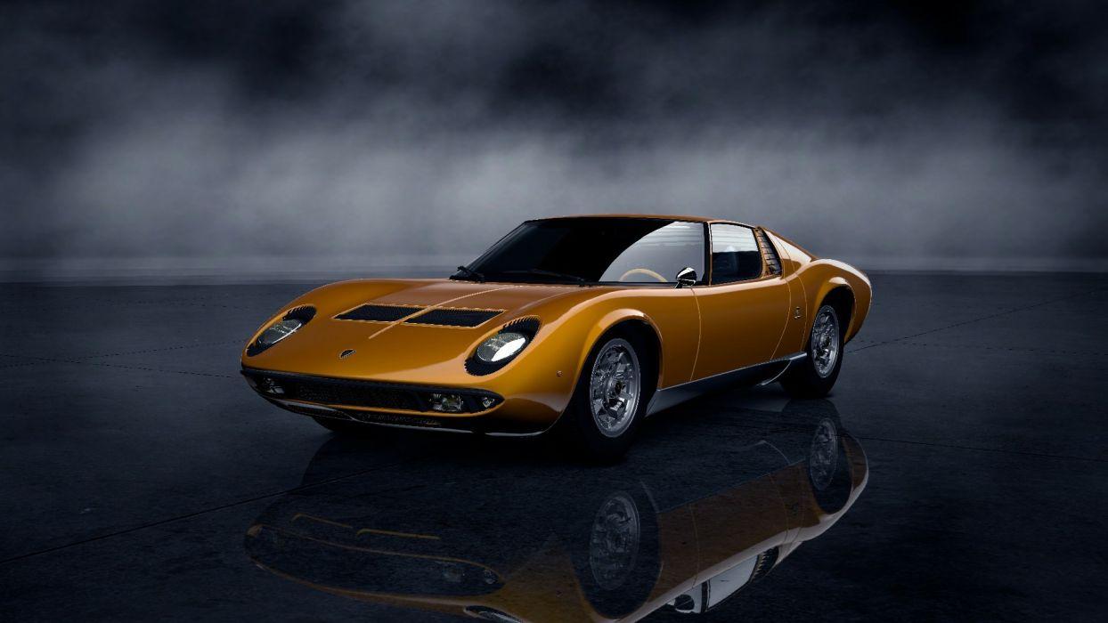1244x700 Video games cars Lamborghini Miura Gran Turismo 5 PS3 wallpaper