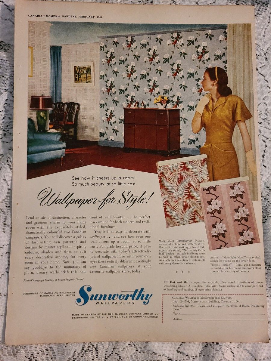 900x1200 Large Vintage 1948 Ad Advertising Sunworthy Wallpaper Old Decor Retro