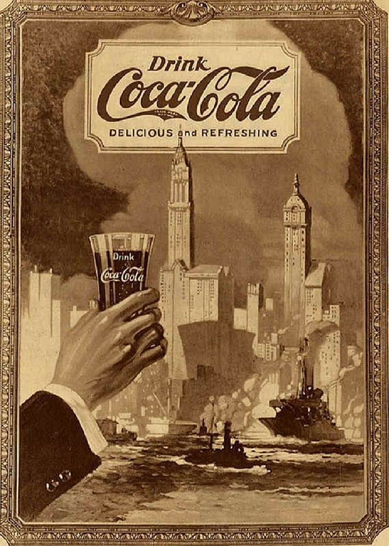 800x1124 Vintage, brown, city, cocacola, drink, pattern, HD phone wallpaper