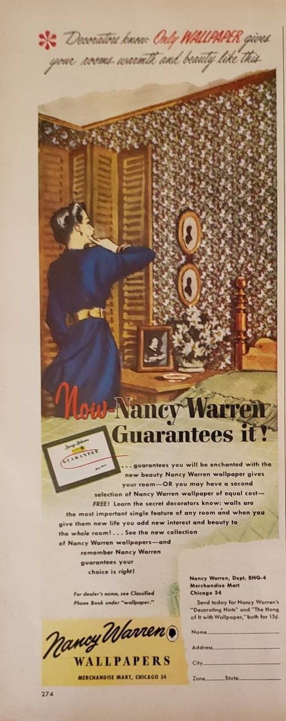 570x1433 NANCY WARREN Wallpaper DELTOX Fibre Rugs Floor Fashion Vintage Print Ad