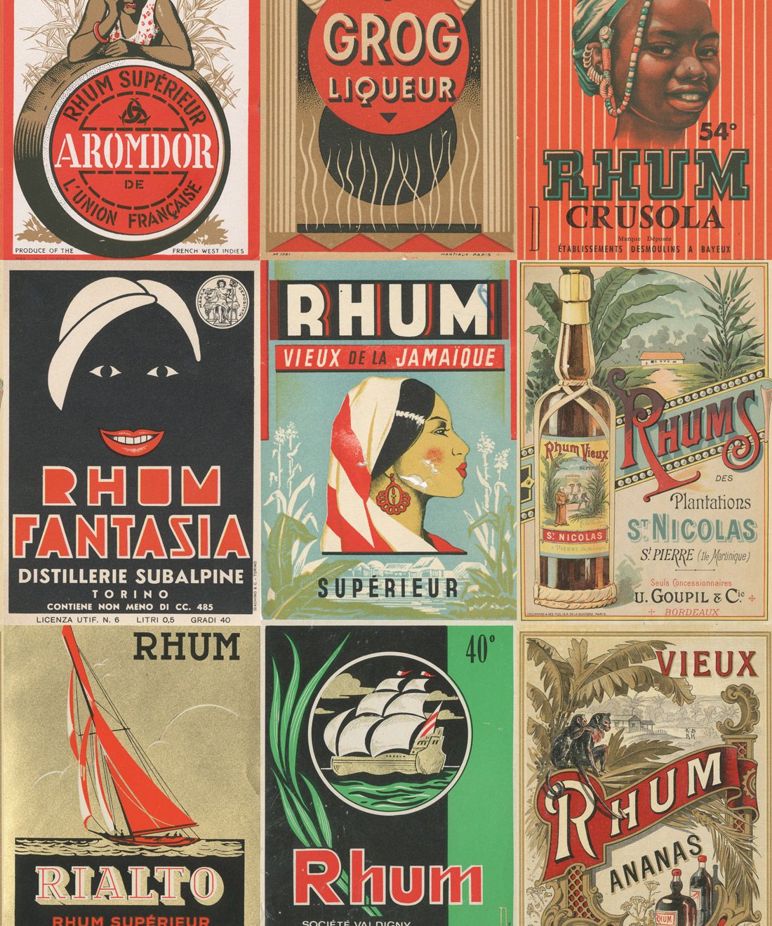 1100x1318 Caribbean Water Wallpaper • Vintage Rum Poster Wallpaper UK