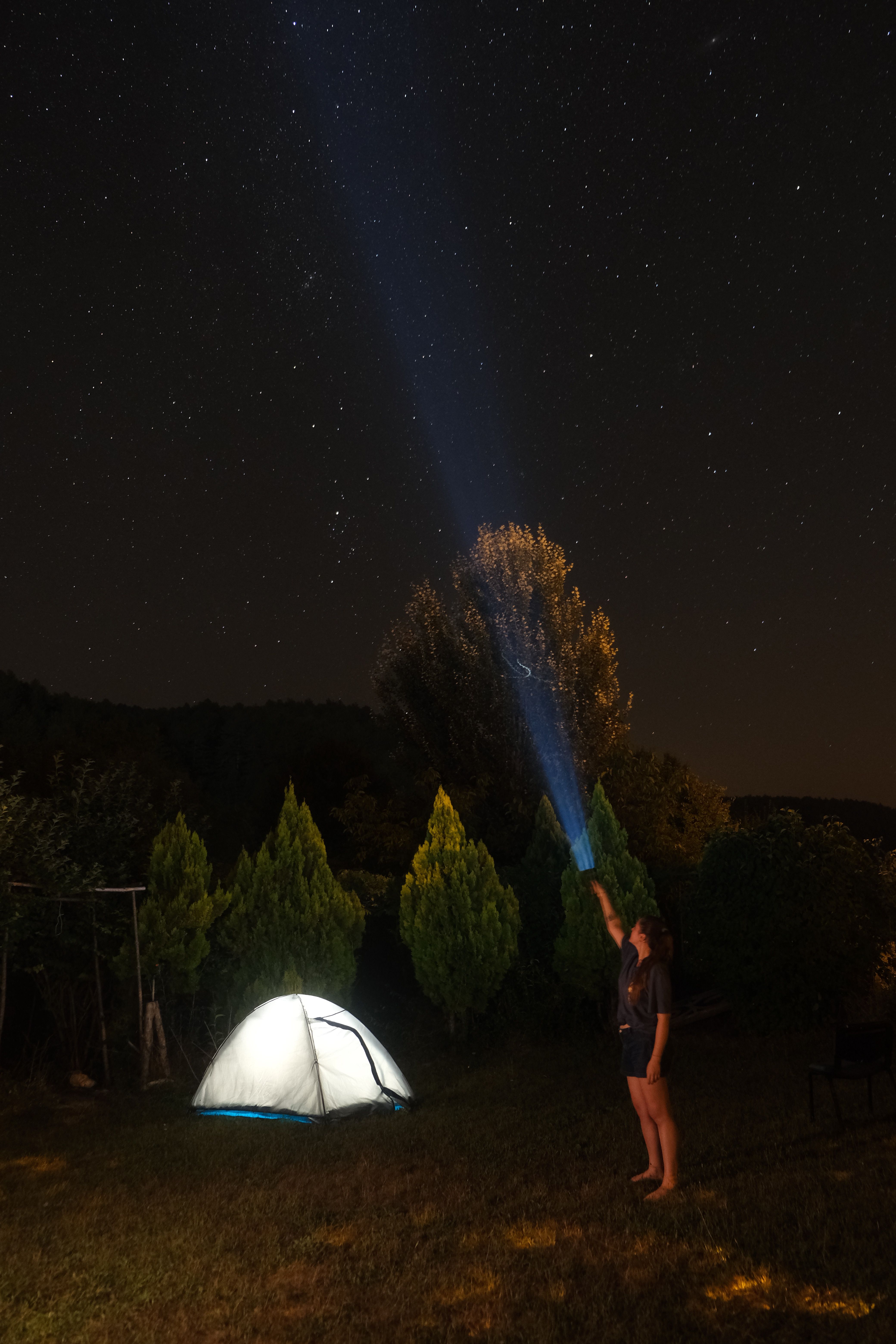 4160x6240 Woman Watching Stars Next to a Tent · Free