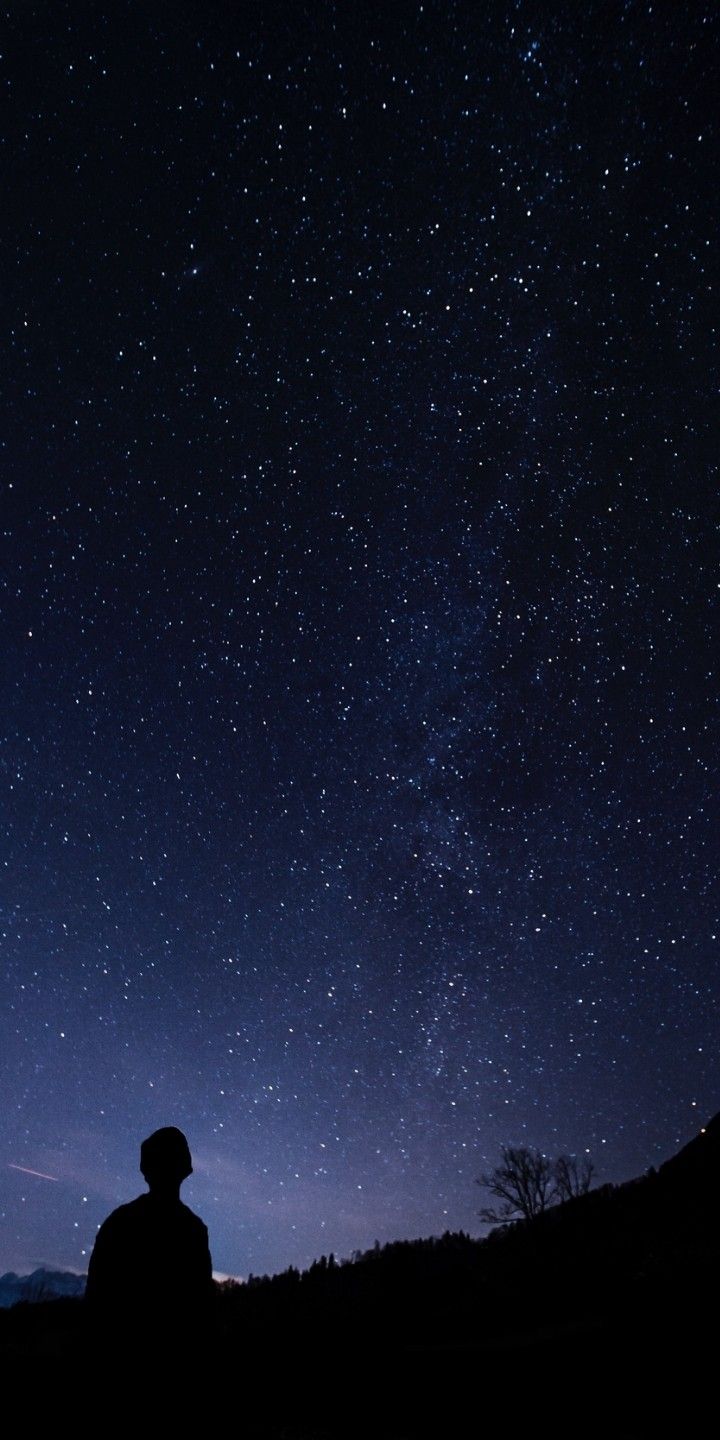 720x1440 Stargazing night sky reference. Night sky watching, Starry night sky with person, Scenery wallpaper