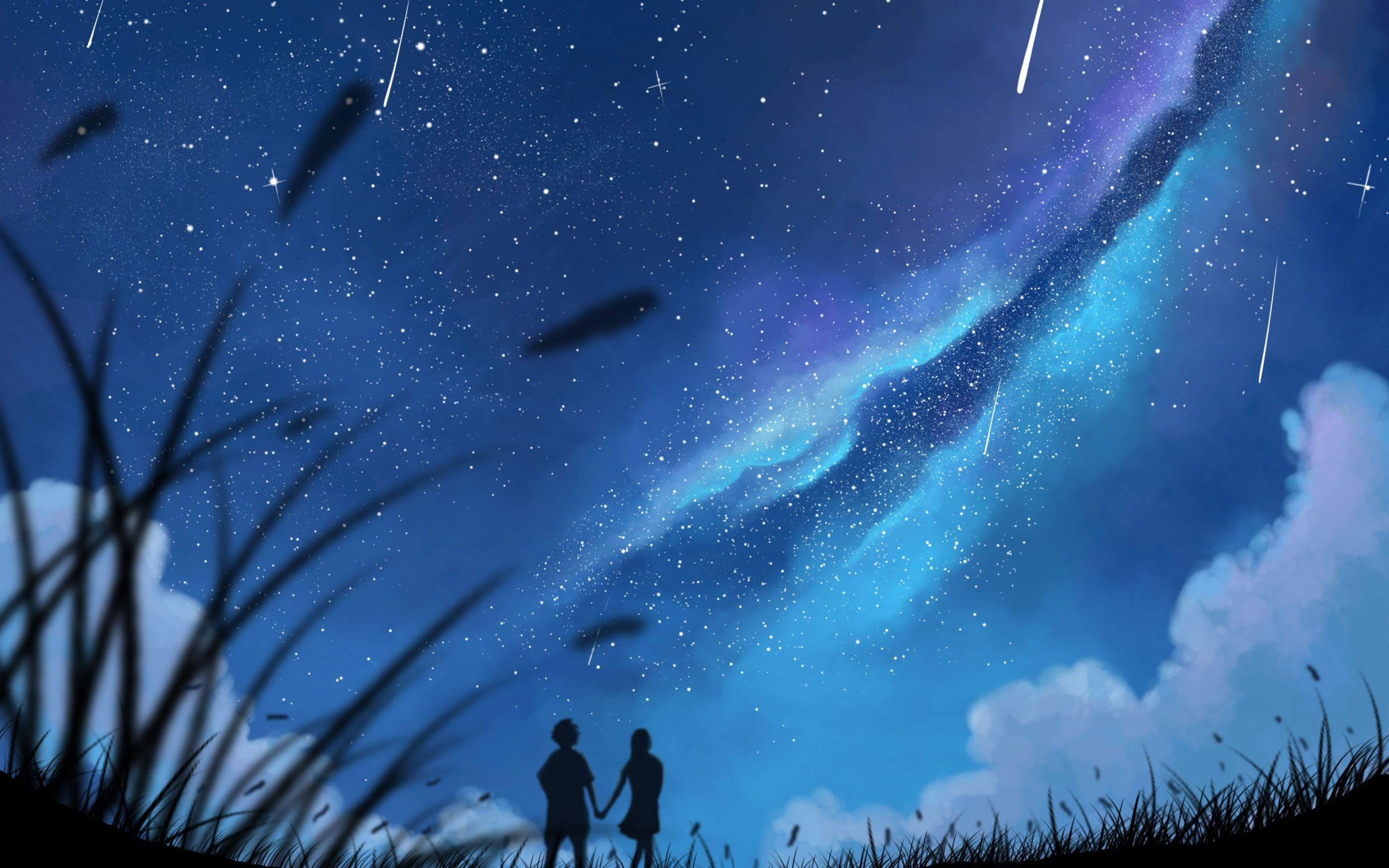 2880x1800 Shooting Stars In The Sky MacBook Air Wallpaper Download