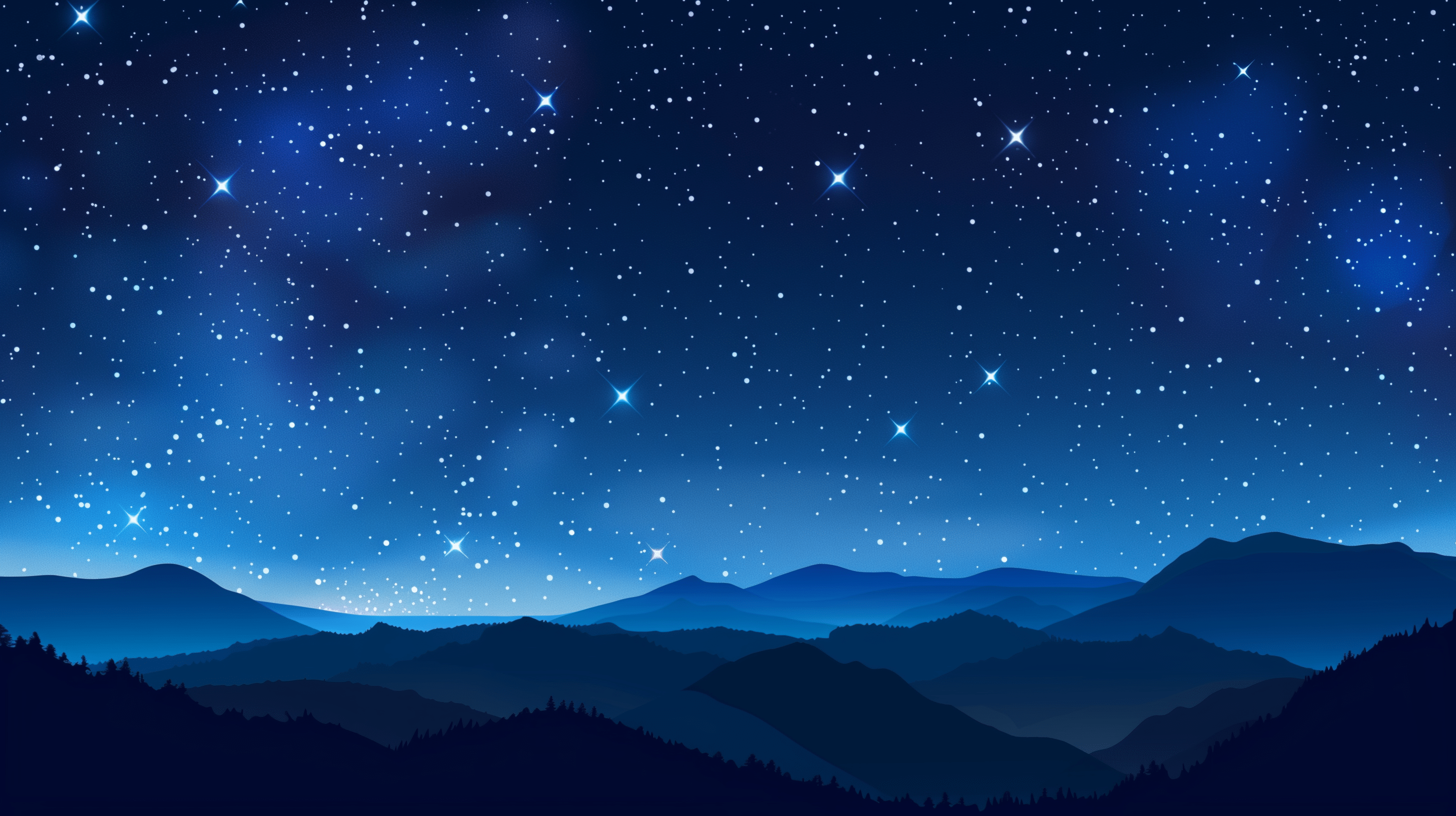 2912x1632 Nightsky With Big Blue And White Stars
