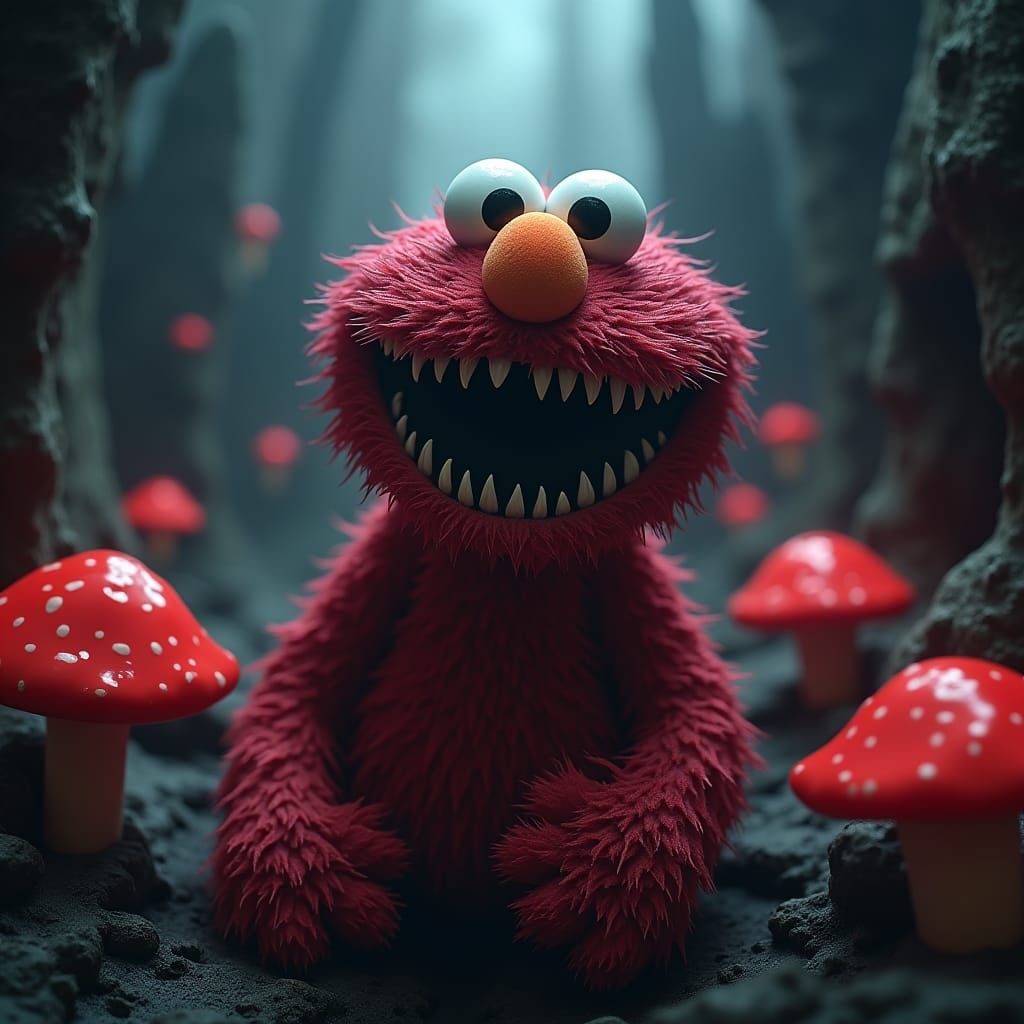 1024x1024 evil elmo with teeth Elmo in Gothic Dreamscape, Det