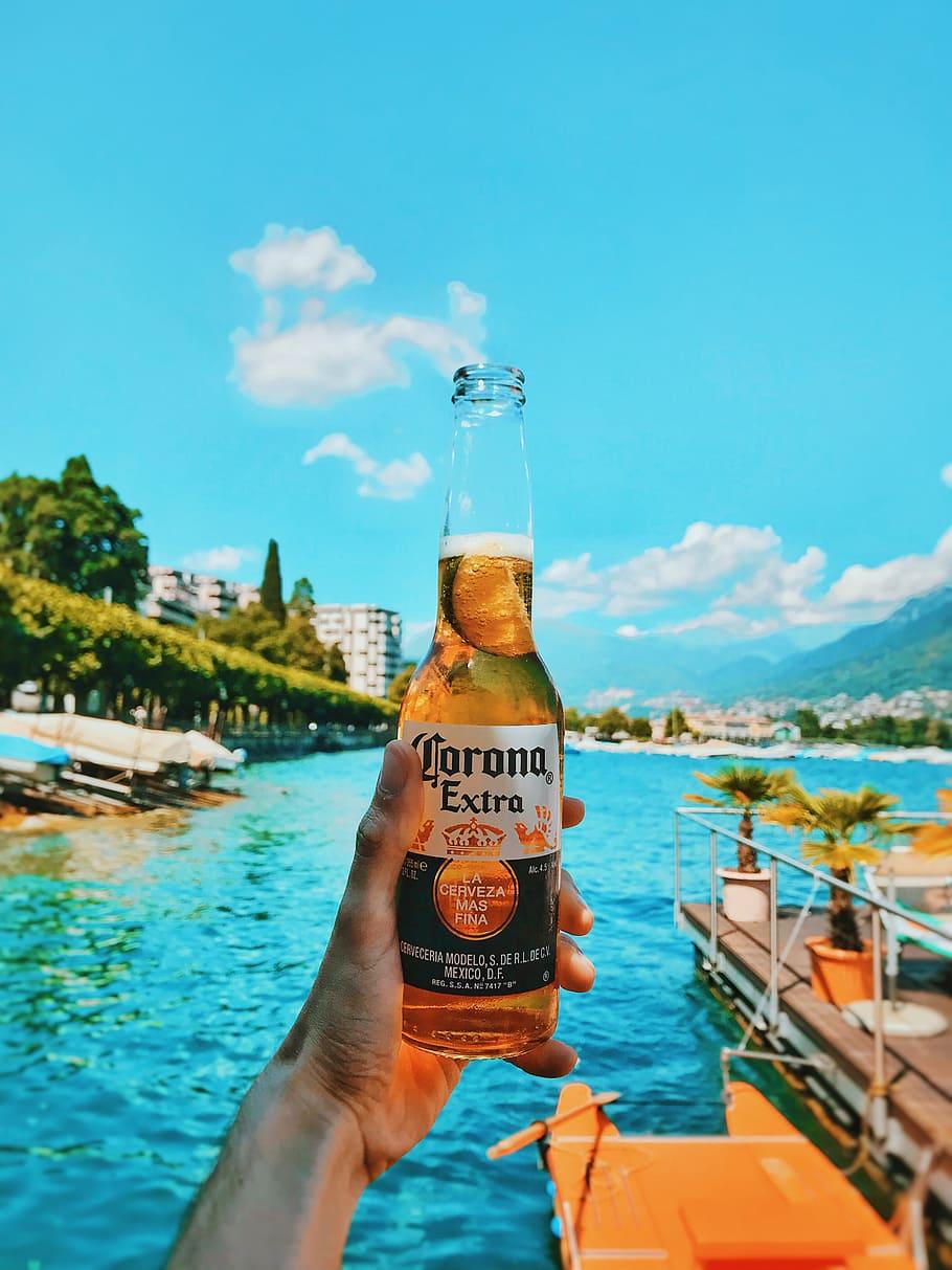 910x1213 HD wallpaper: Person Holding Corona Bottle, alcoholic beverage